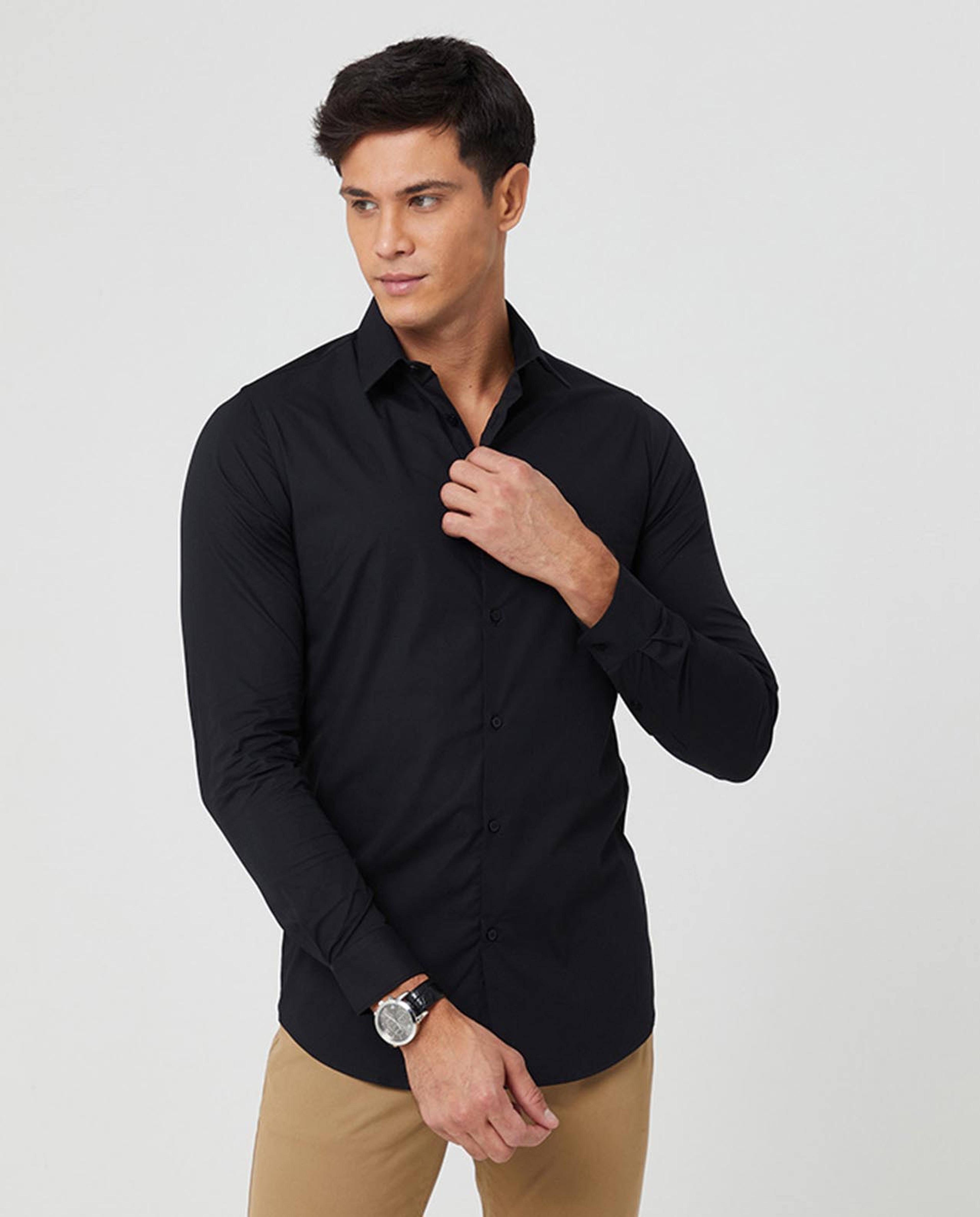 Black Formal Long Sleeve Fashion Wear Shirt For Men