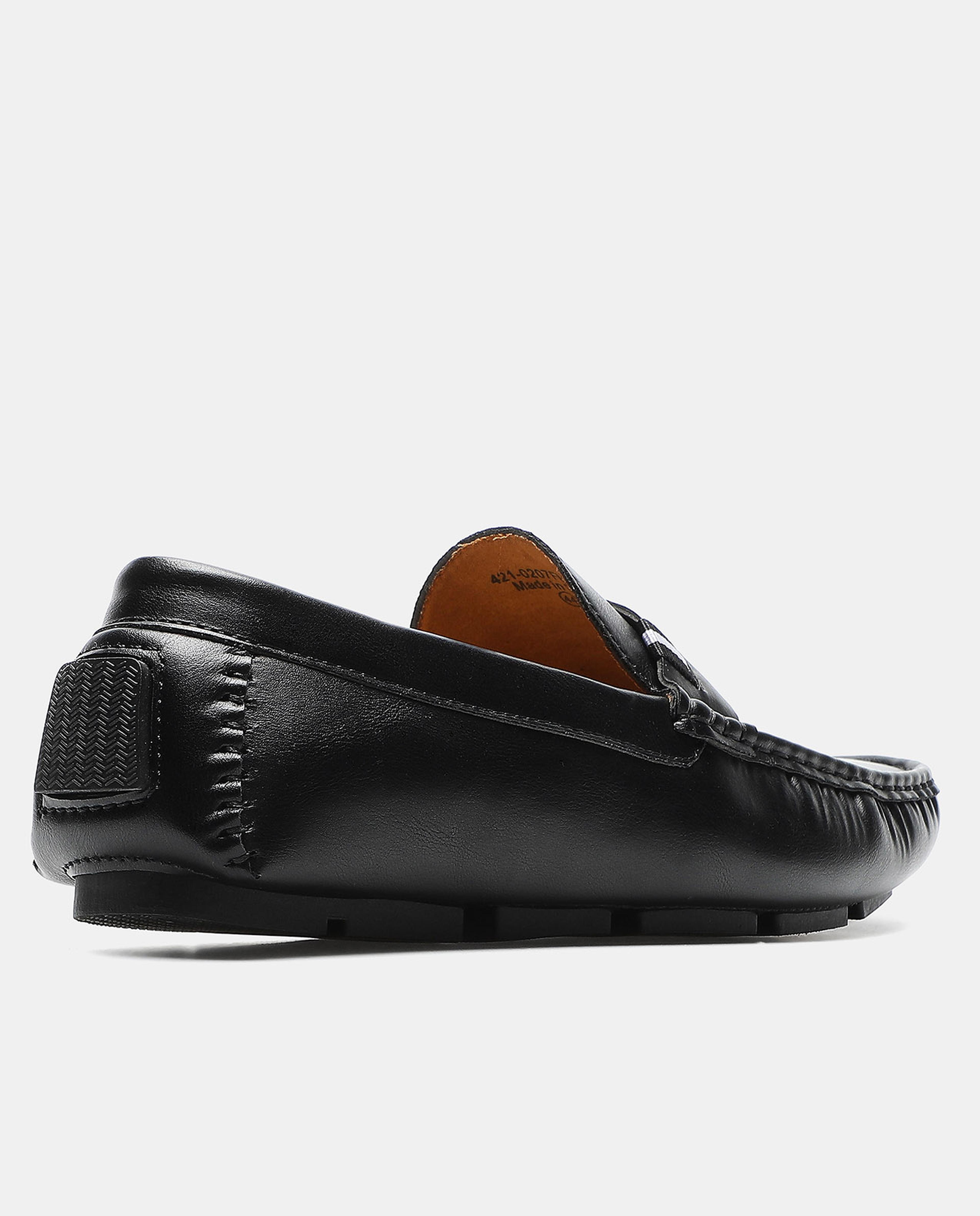 Black Solid Semi Formal Slip On Shoes