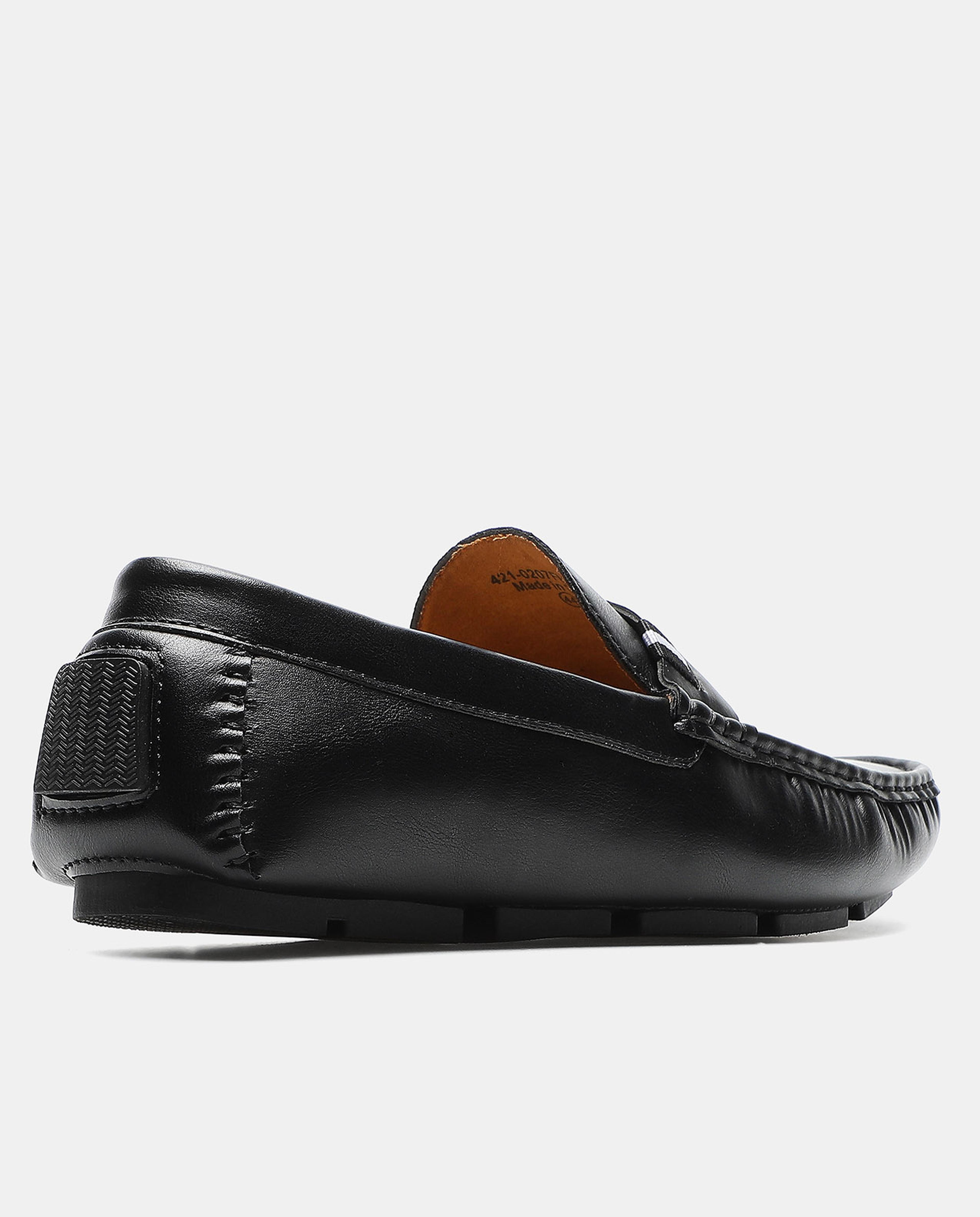 Black Solid Semi Formal Slip On Shoes