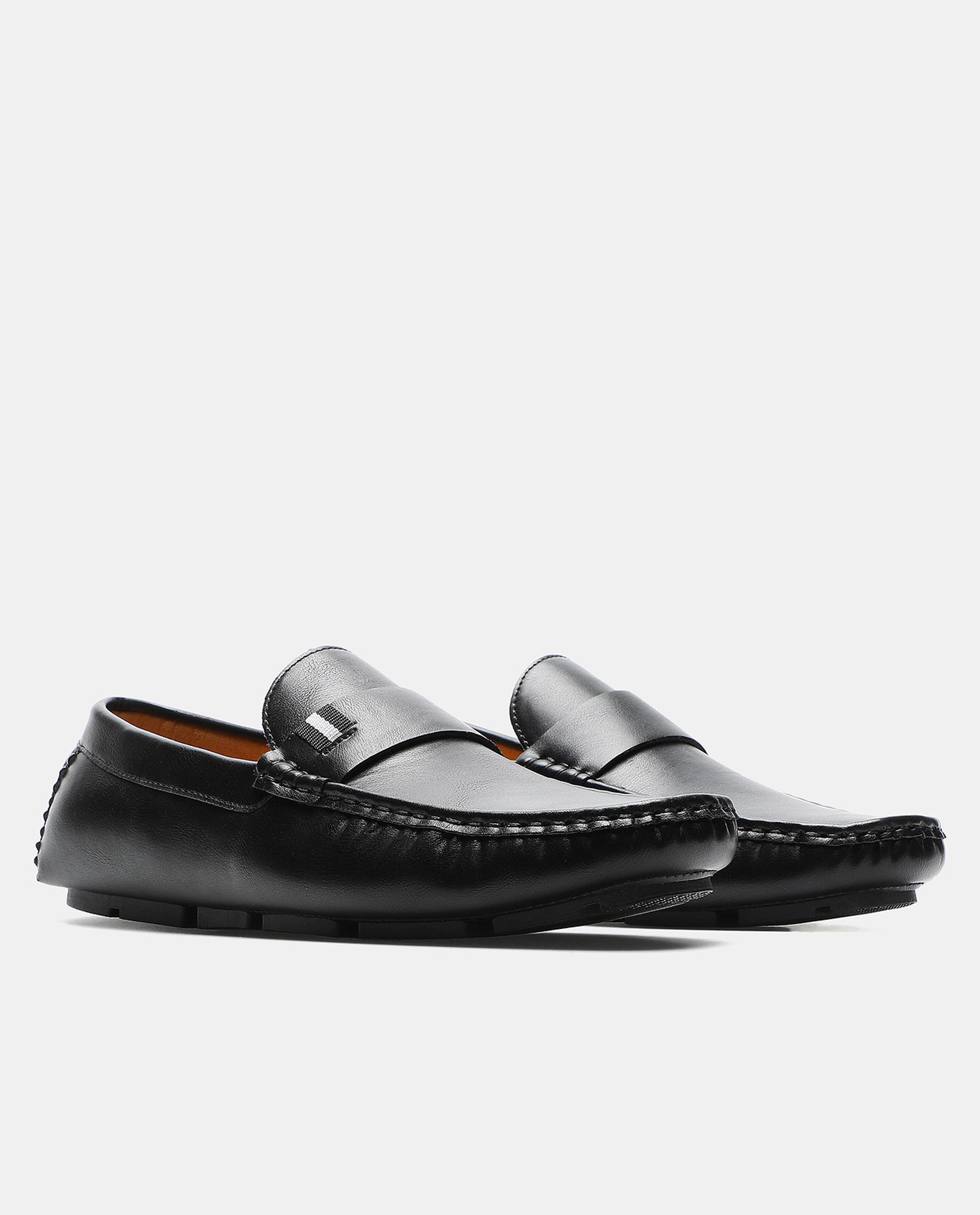 Black Solid Semi Formal Slip On Shoes