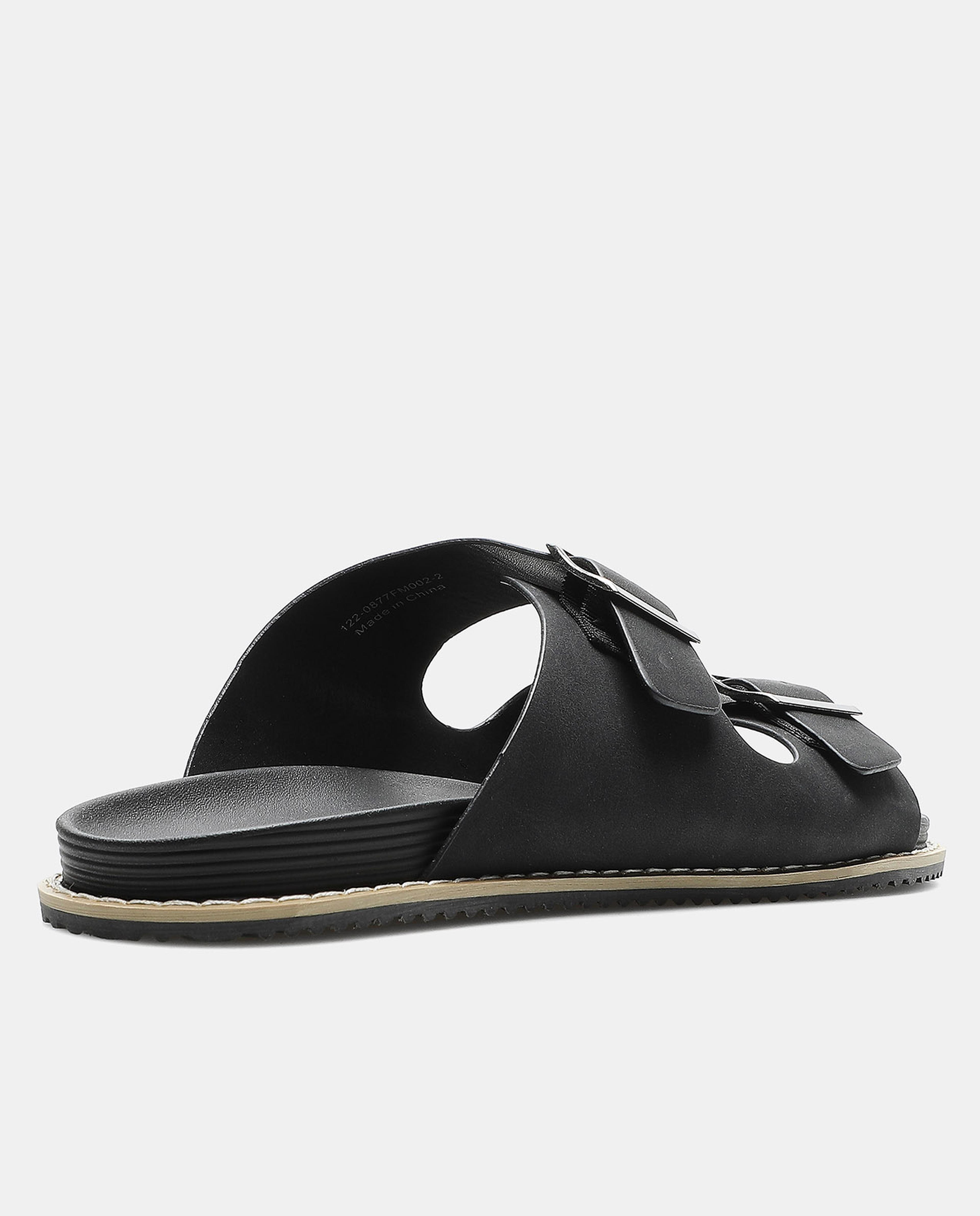 Black Solid Casual Sandals