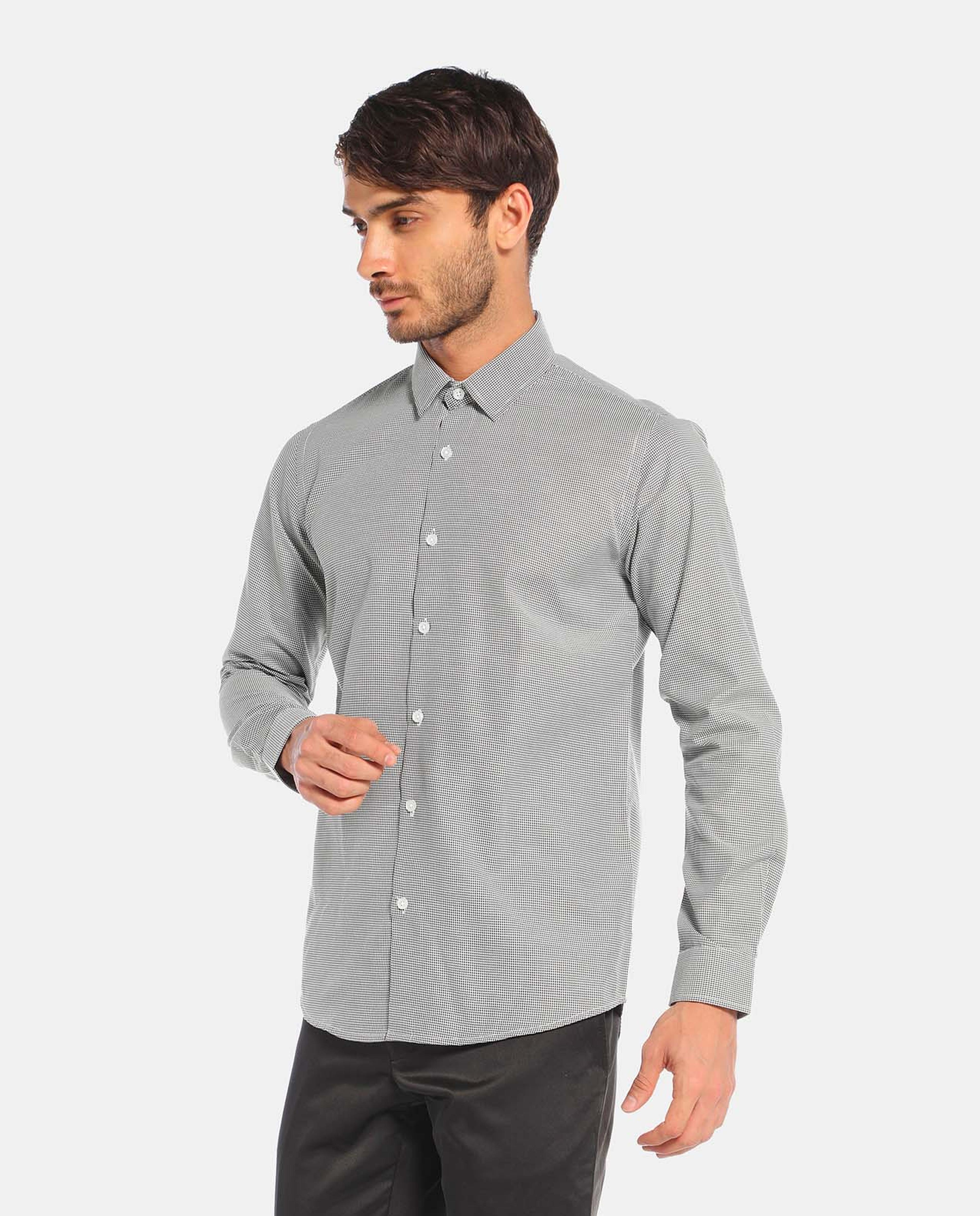 R&B Black Slim Fit Formal Shirt