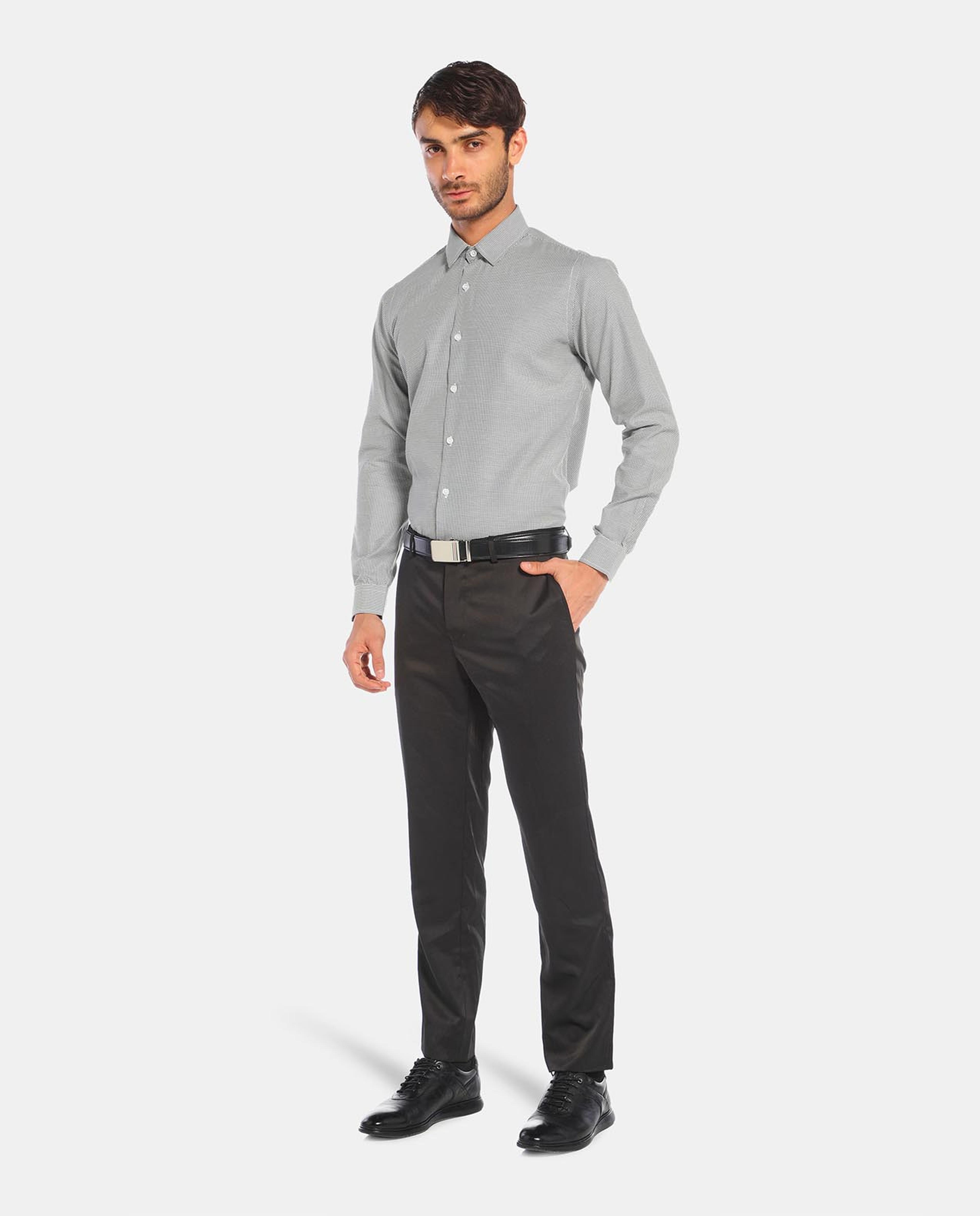 R&B Black Slim Fit Formal Shirt