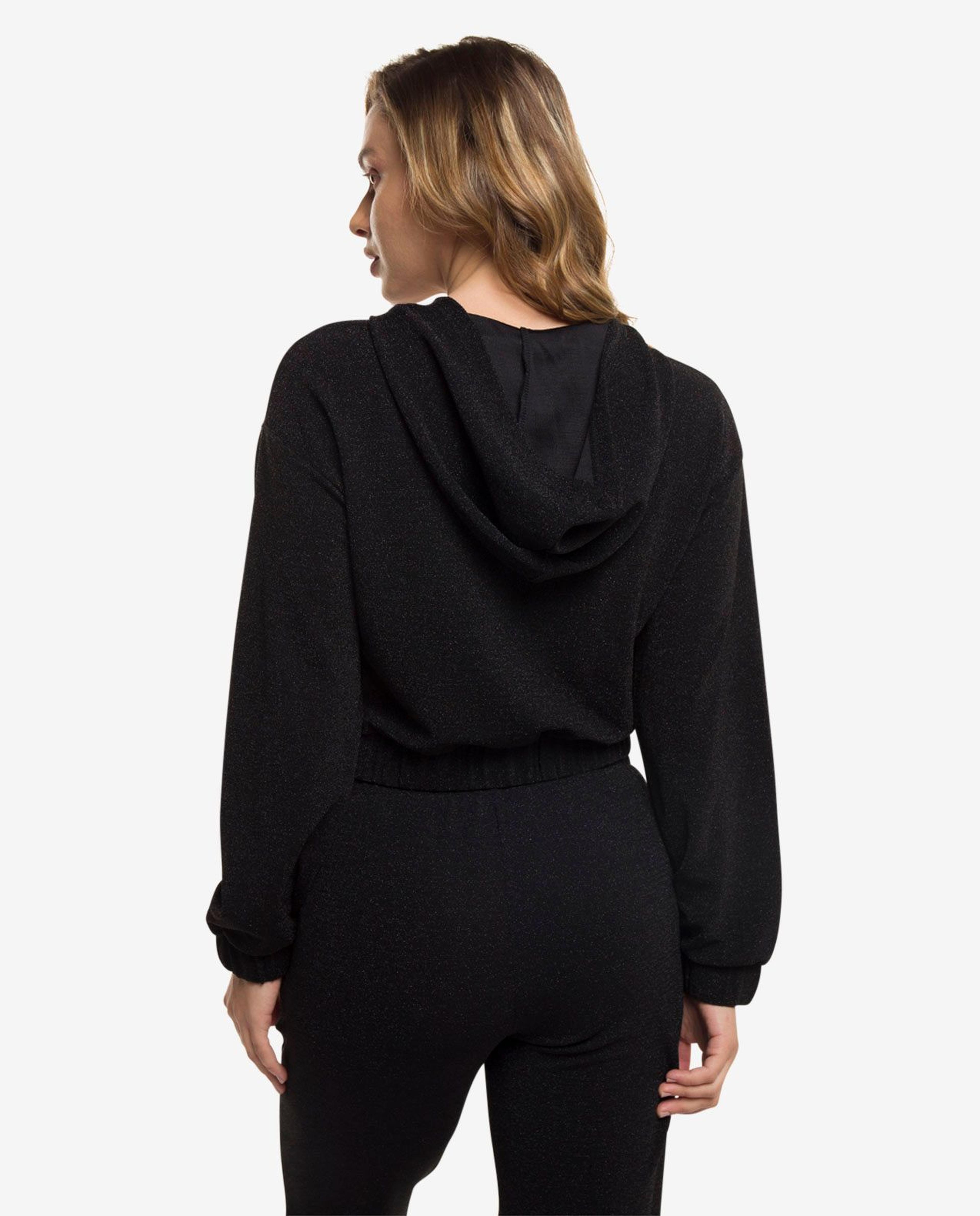 Black Zip-up Cropped Hoodie