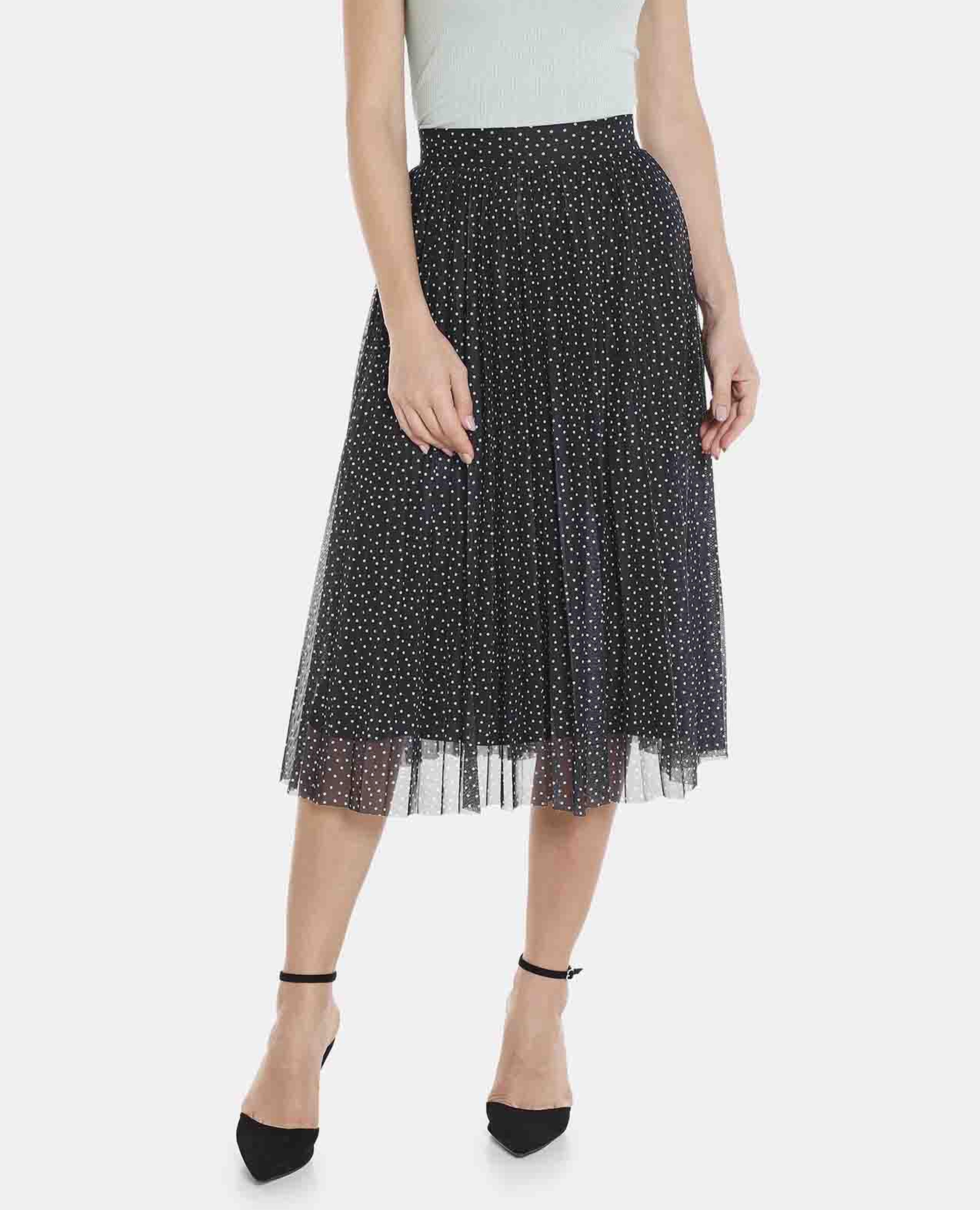 Black Knit Polka Dot Skirt