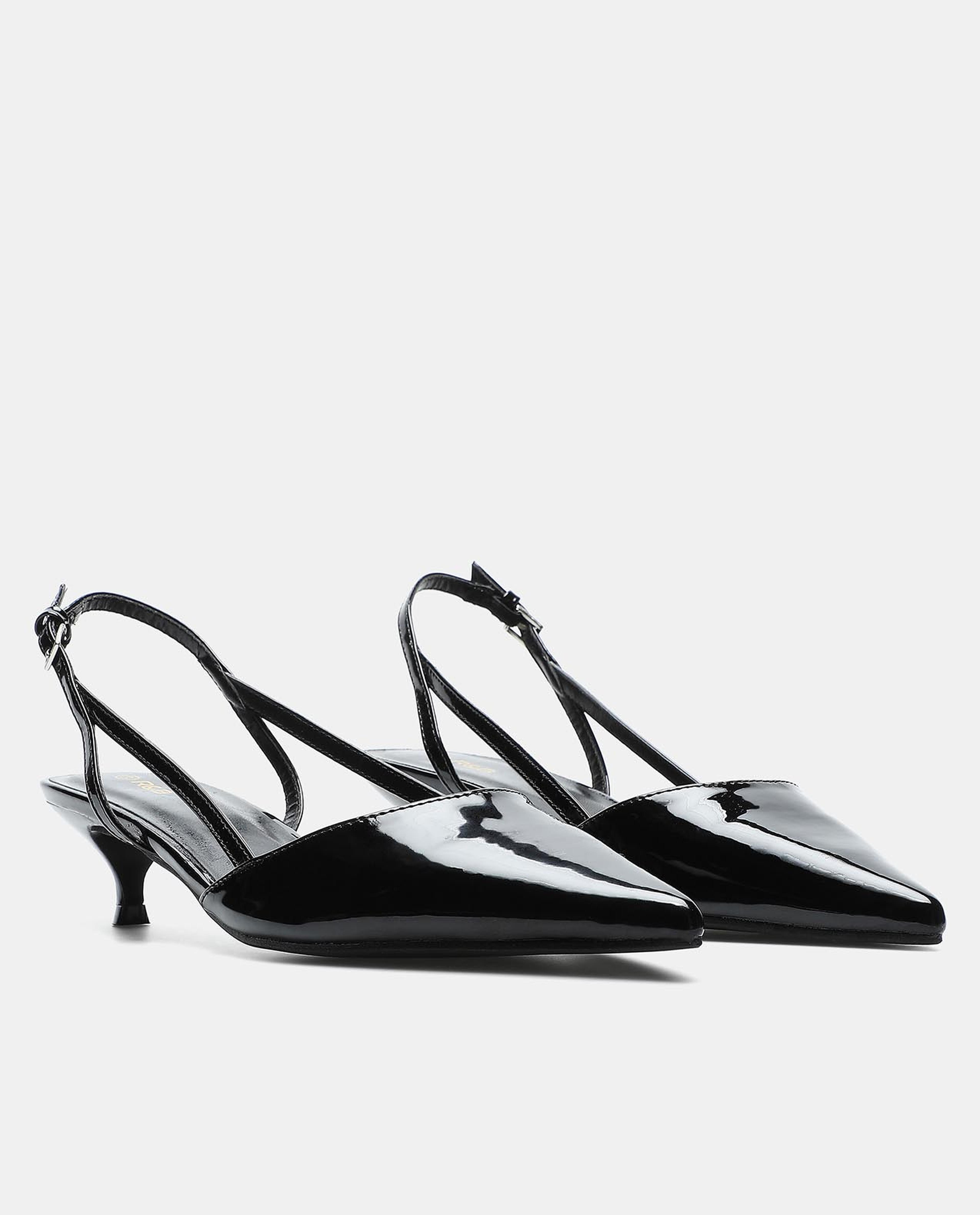 Black Solid Sling back Sandals