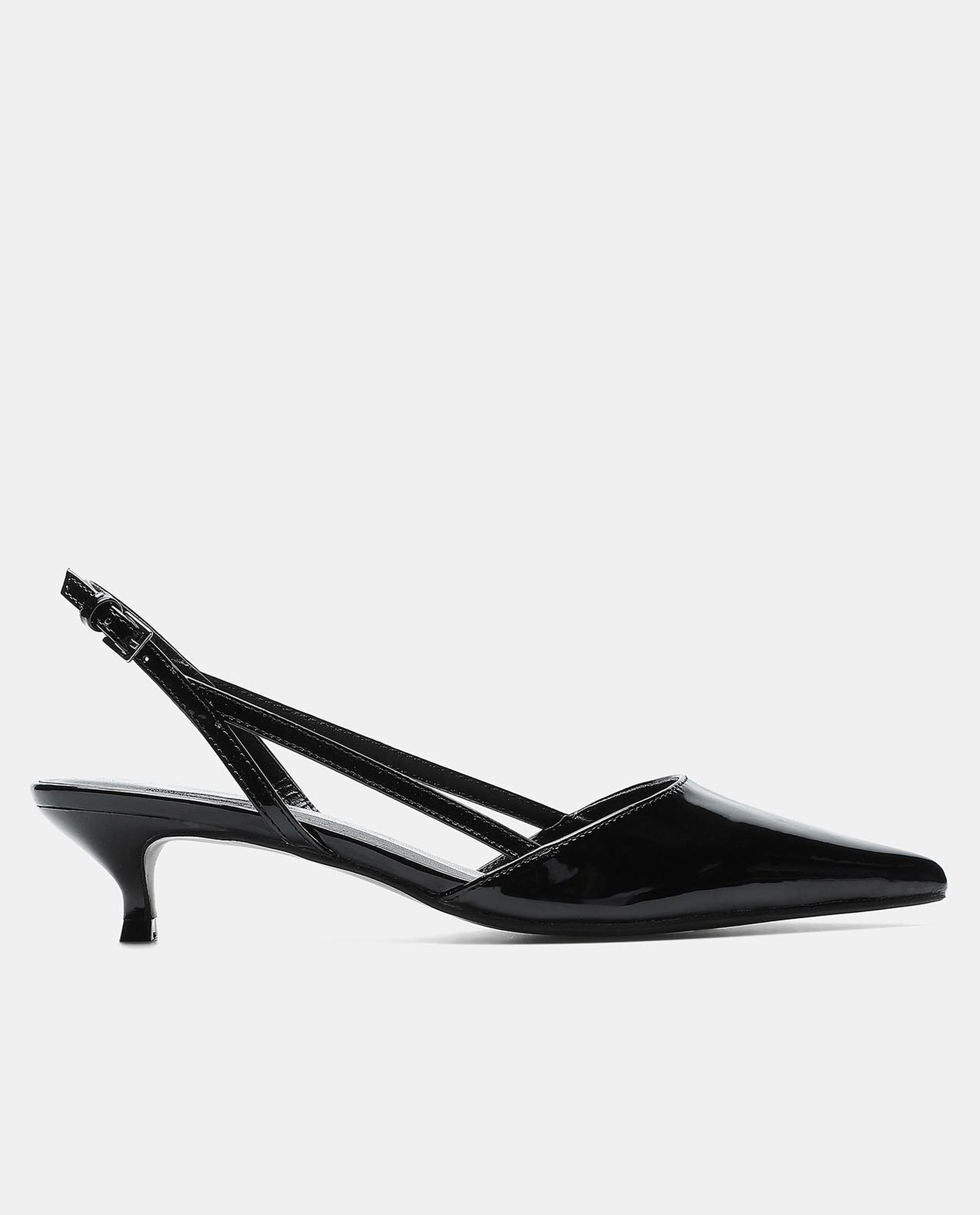 Black Solid Sling back Sandals