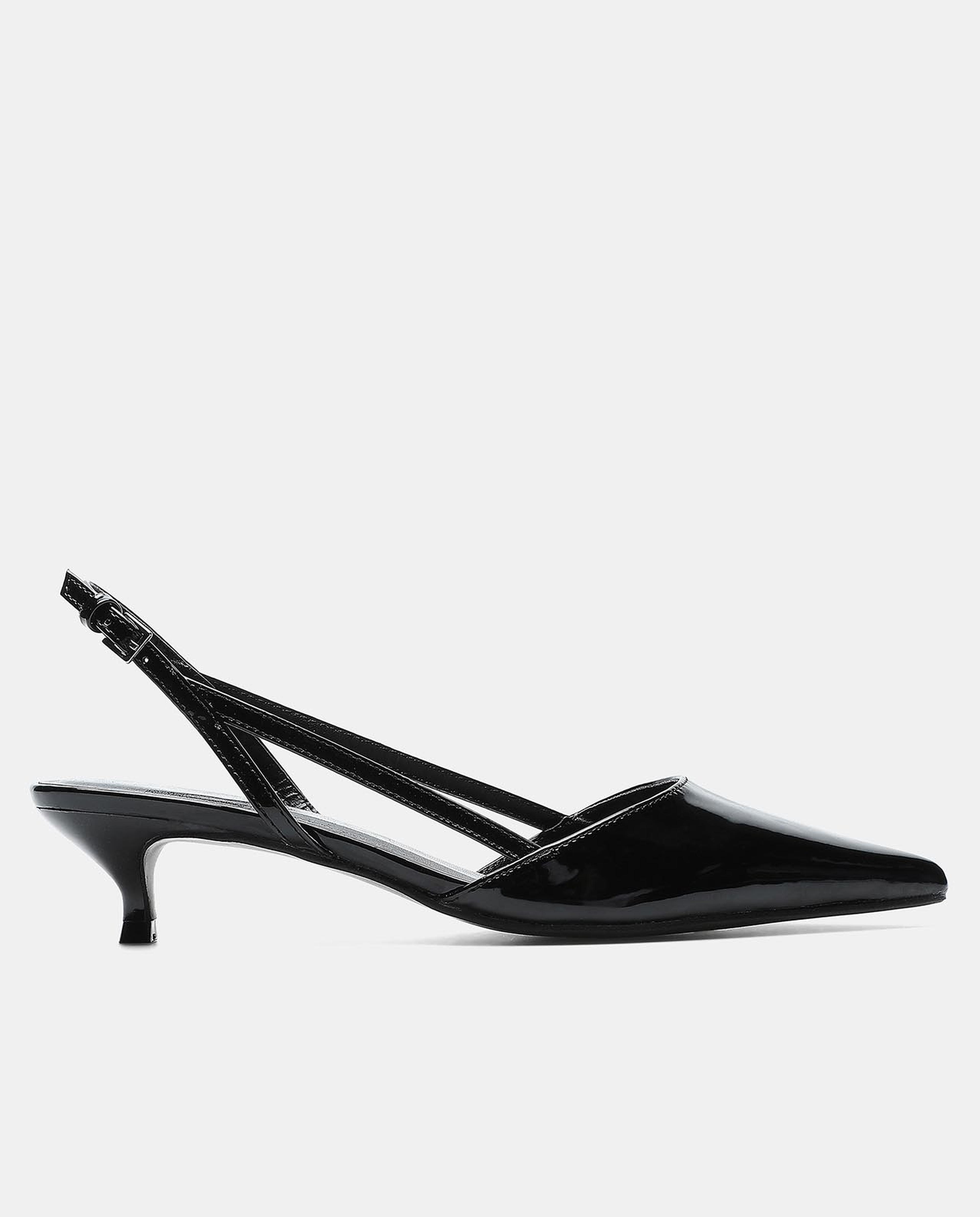 Black Solid Sling back Sandals