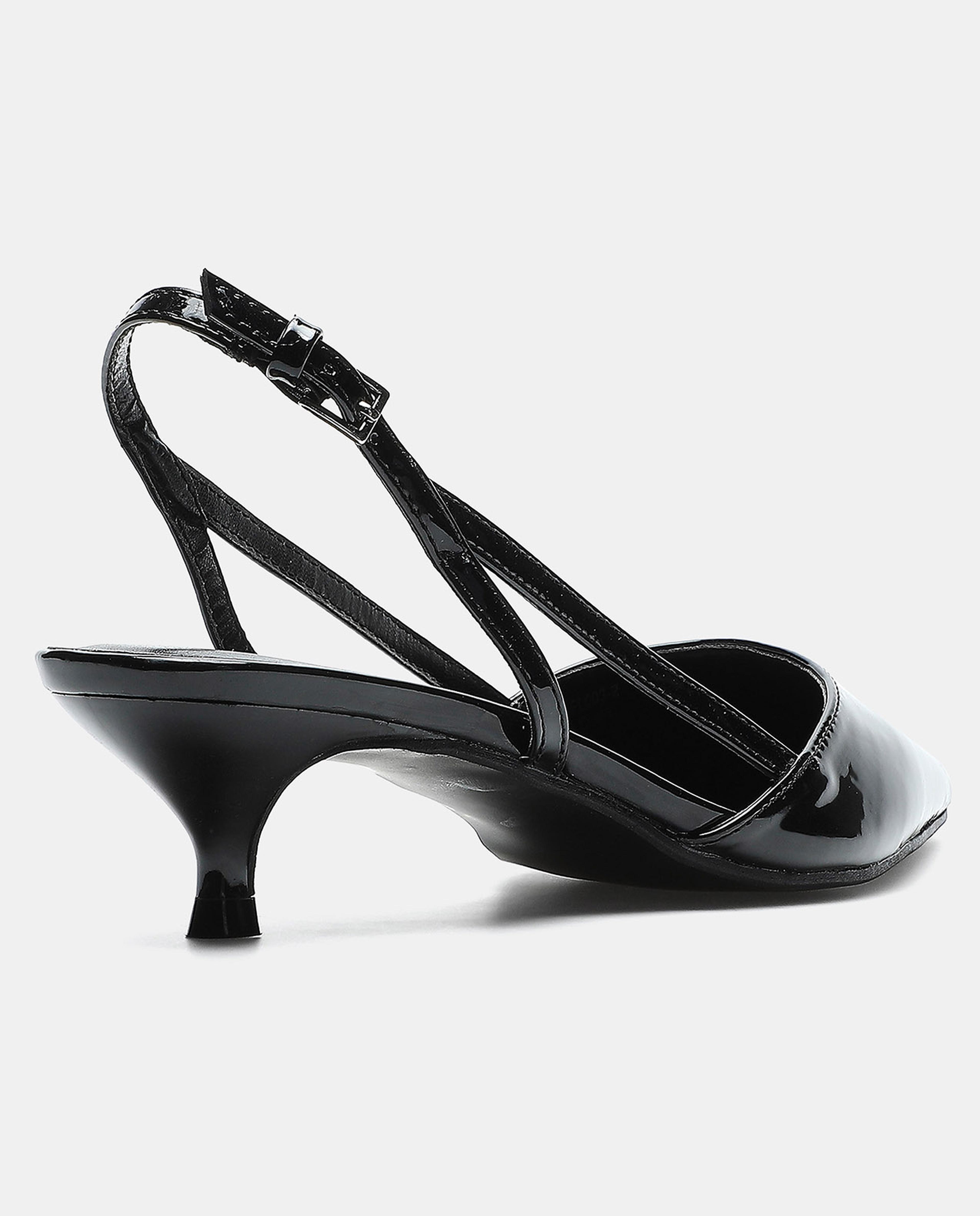 Black Solid Sling back Sandals