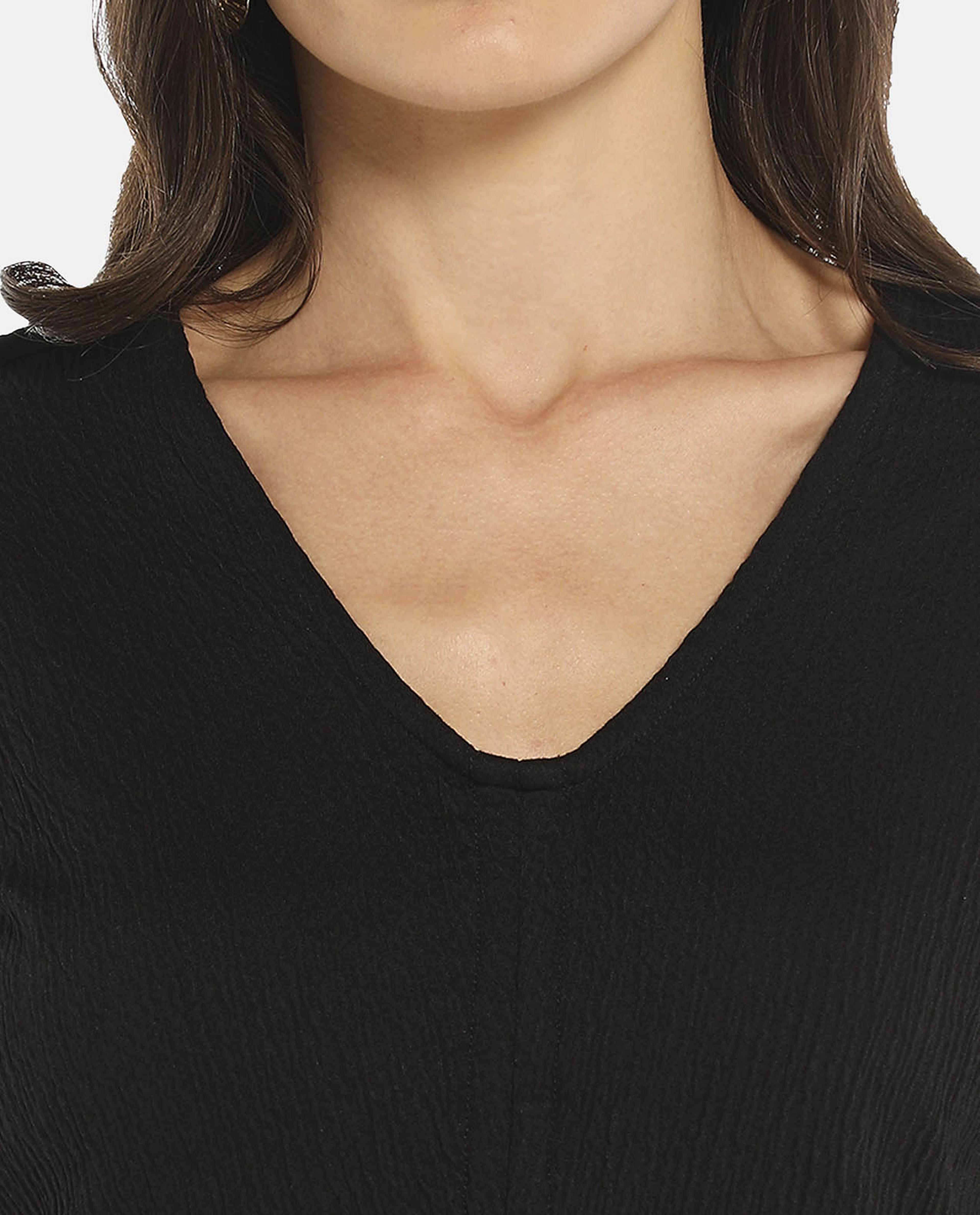 Black Ruffle Detail Top