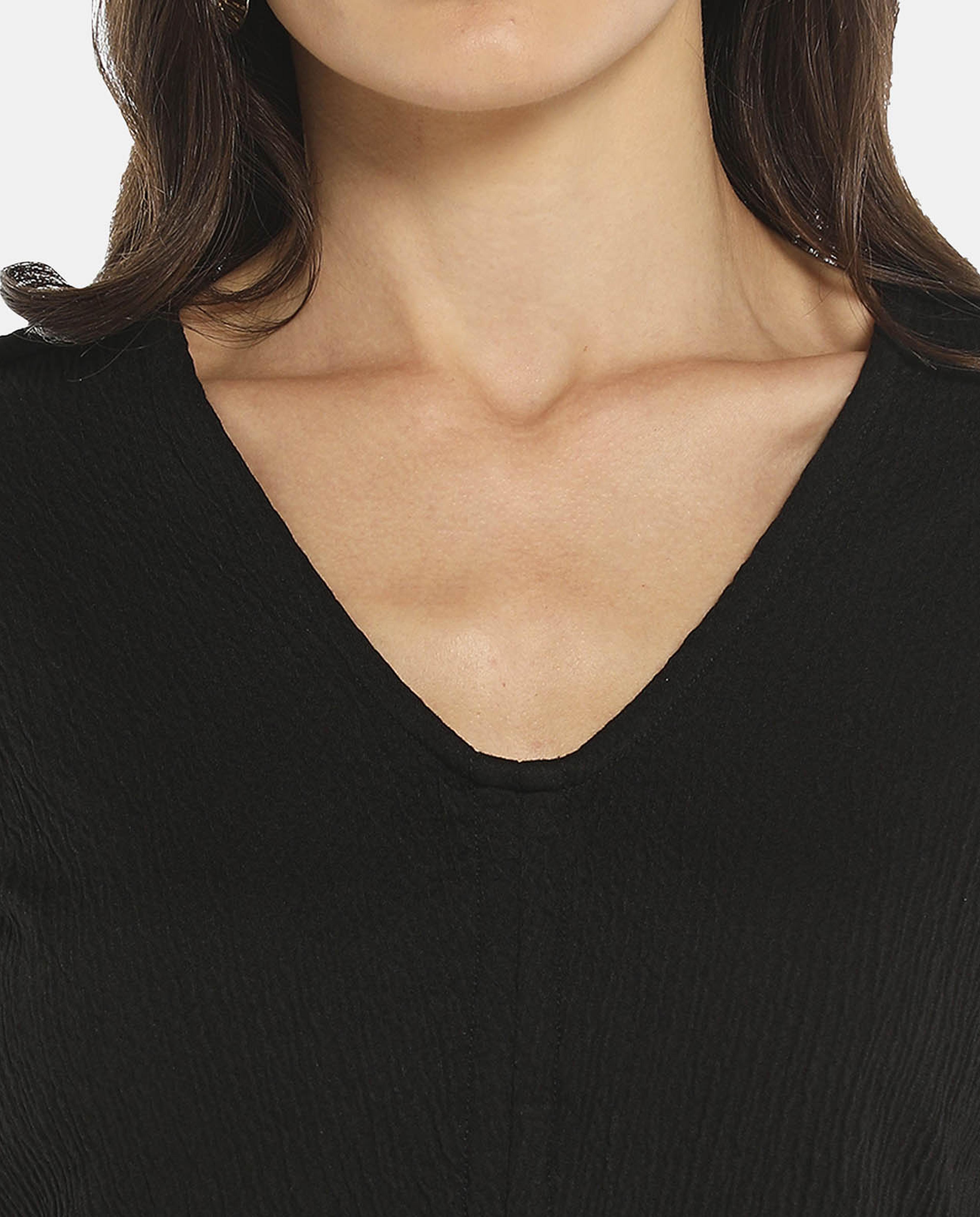 Black Ruffle Detail Top