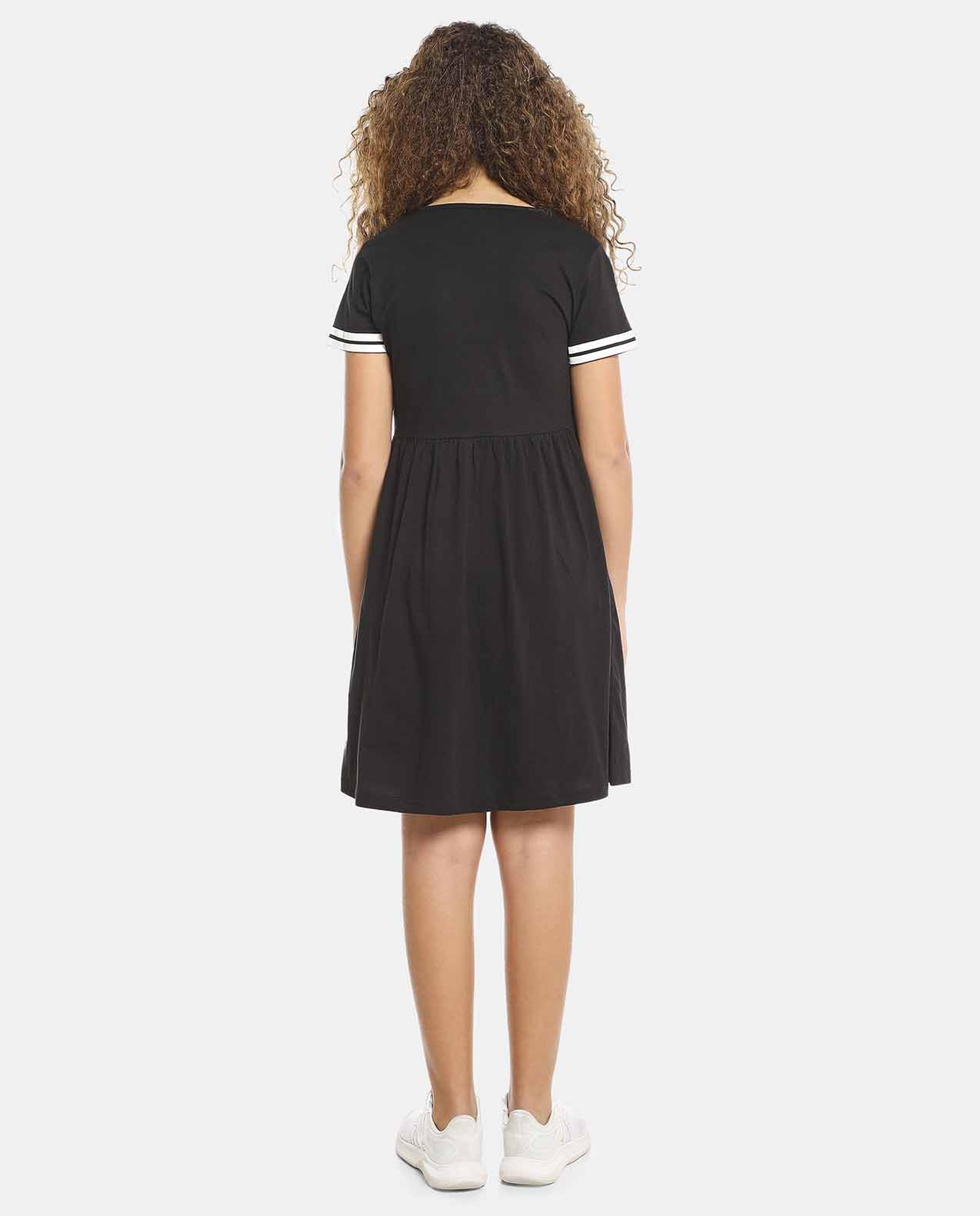 Black New York Printed Ankle Length Dress