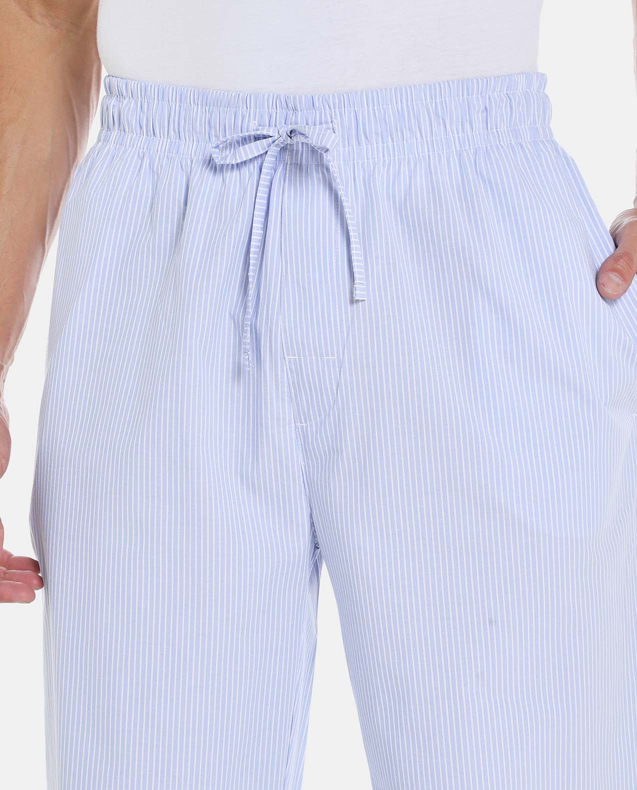 Blue Striped Regular Fit Lounge Pants