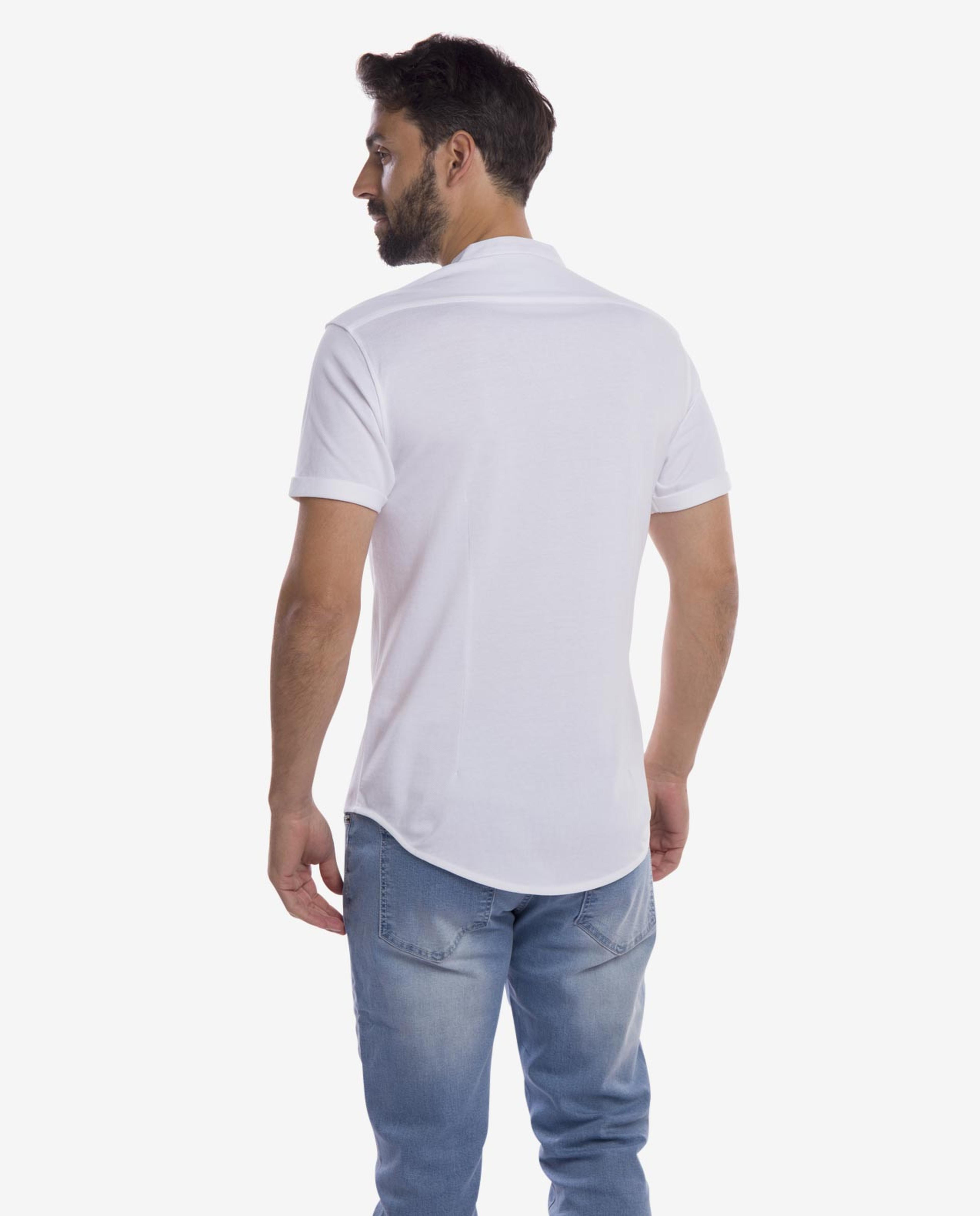 White Band Collar Shirt
