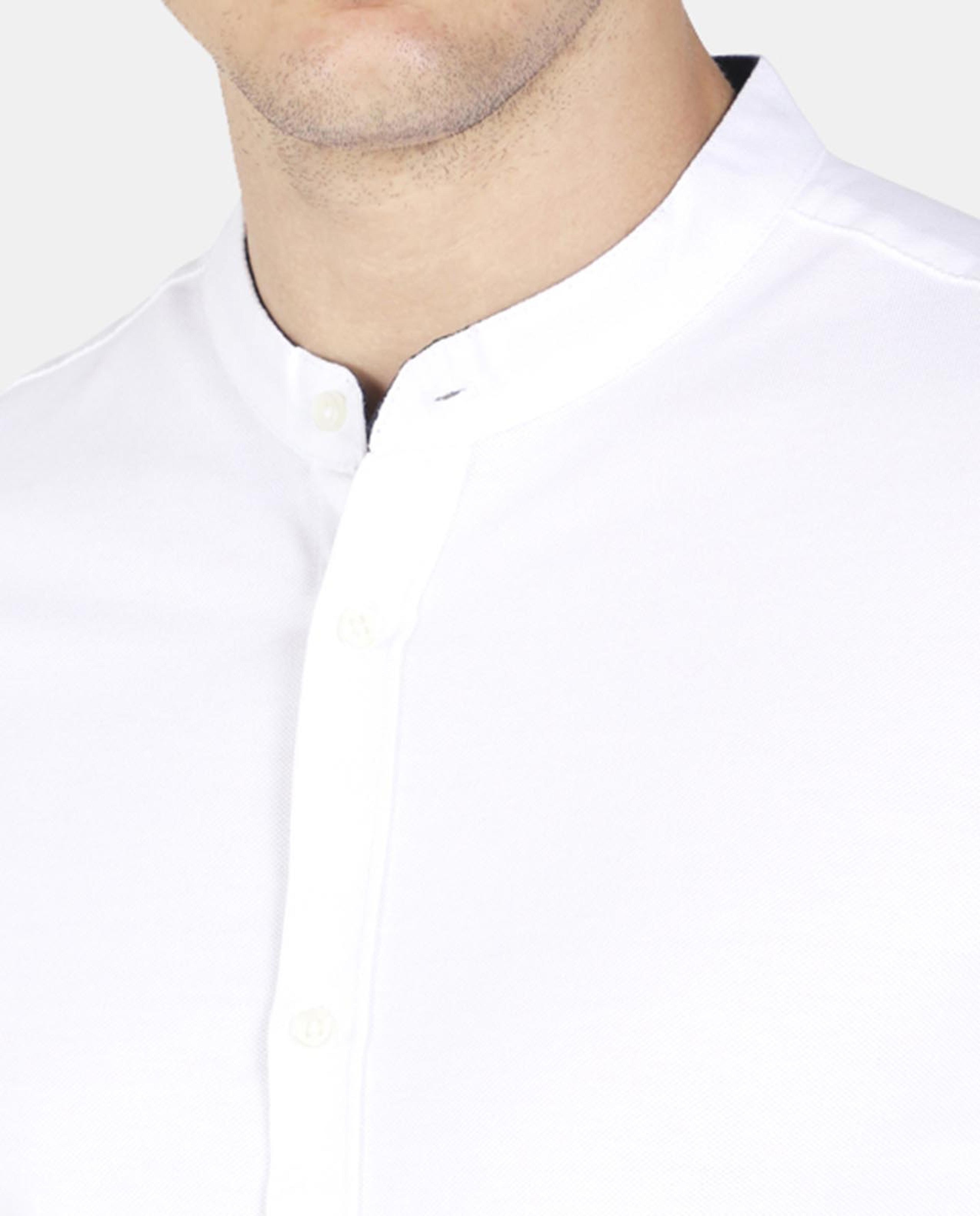 White Young Knit Long Sleeve Shirt For Men