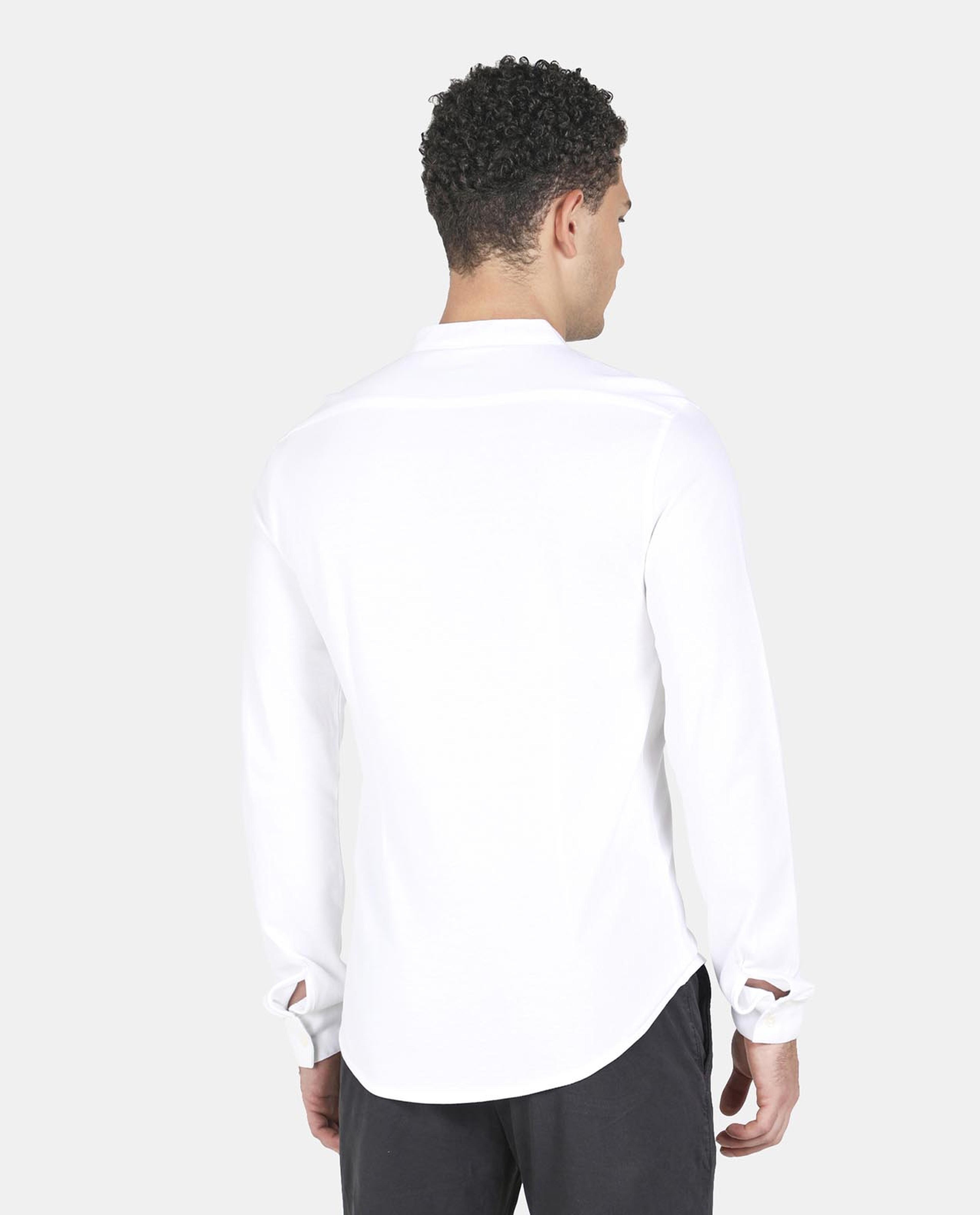 White Young Knit Long Sleeve Shirt For Men