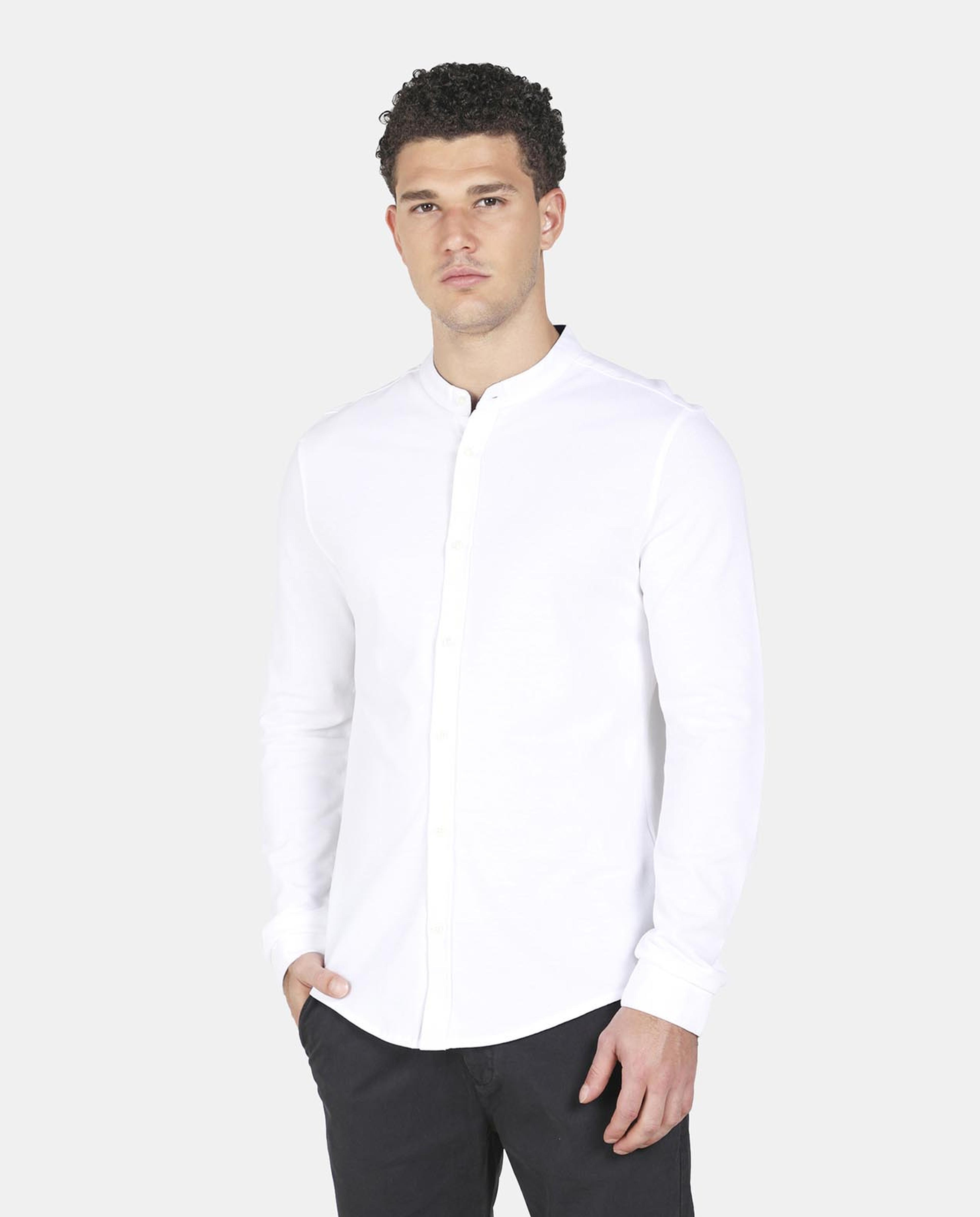 White Young Knit Long Sleeve Shirt For Men