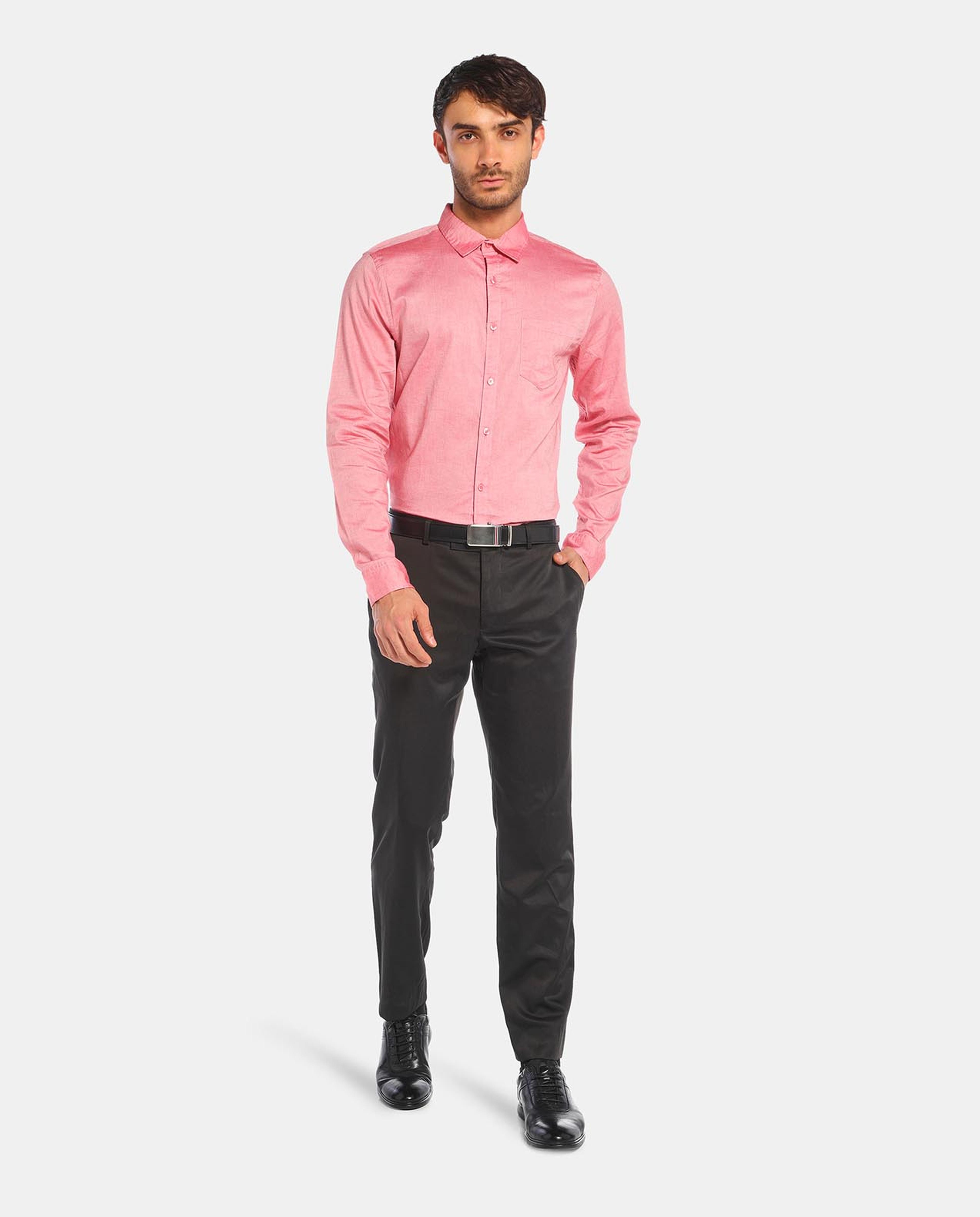 R&B Red Casual Long Sleeve Shirt