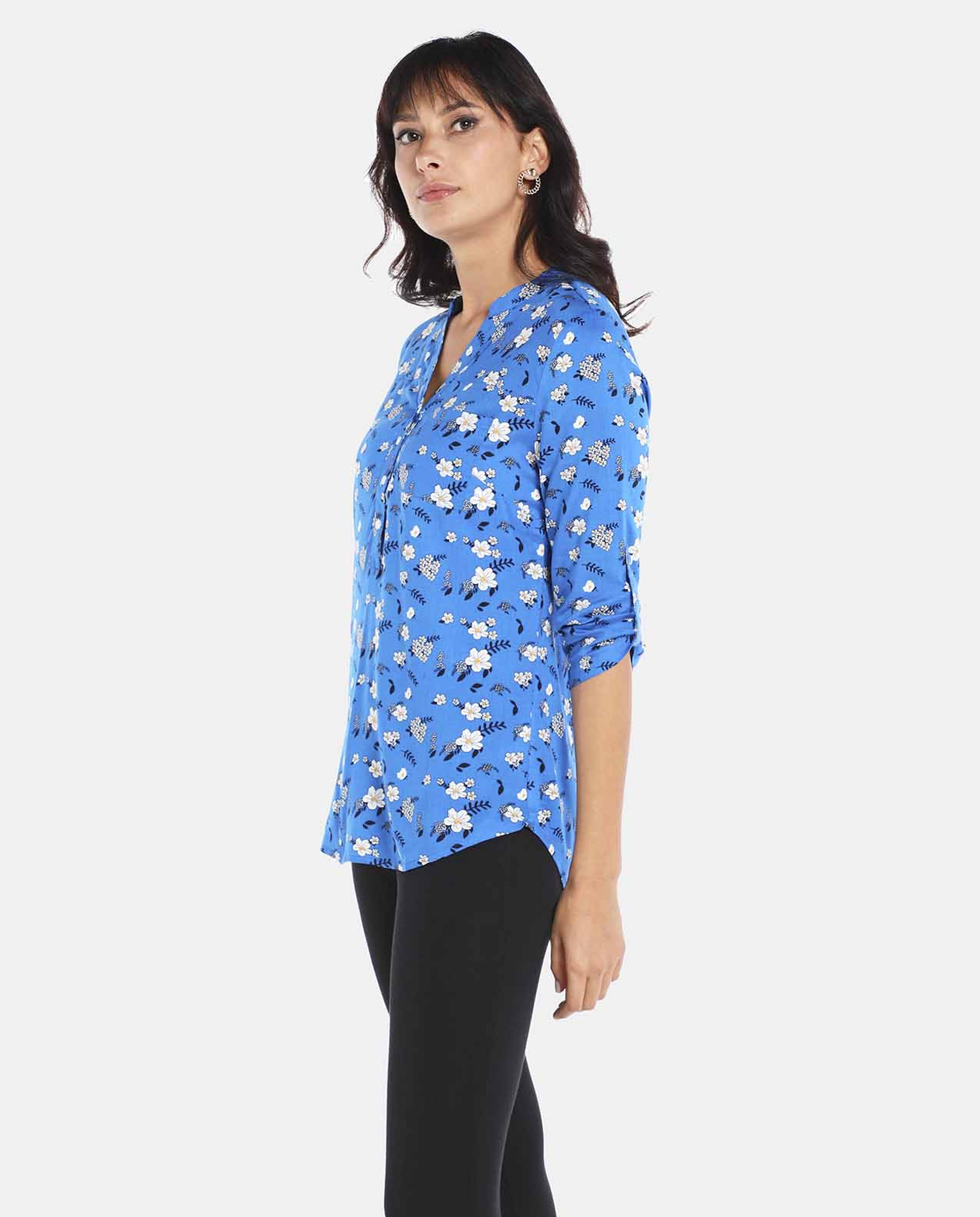 Blue Woven Printed Top