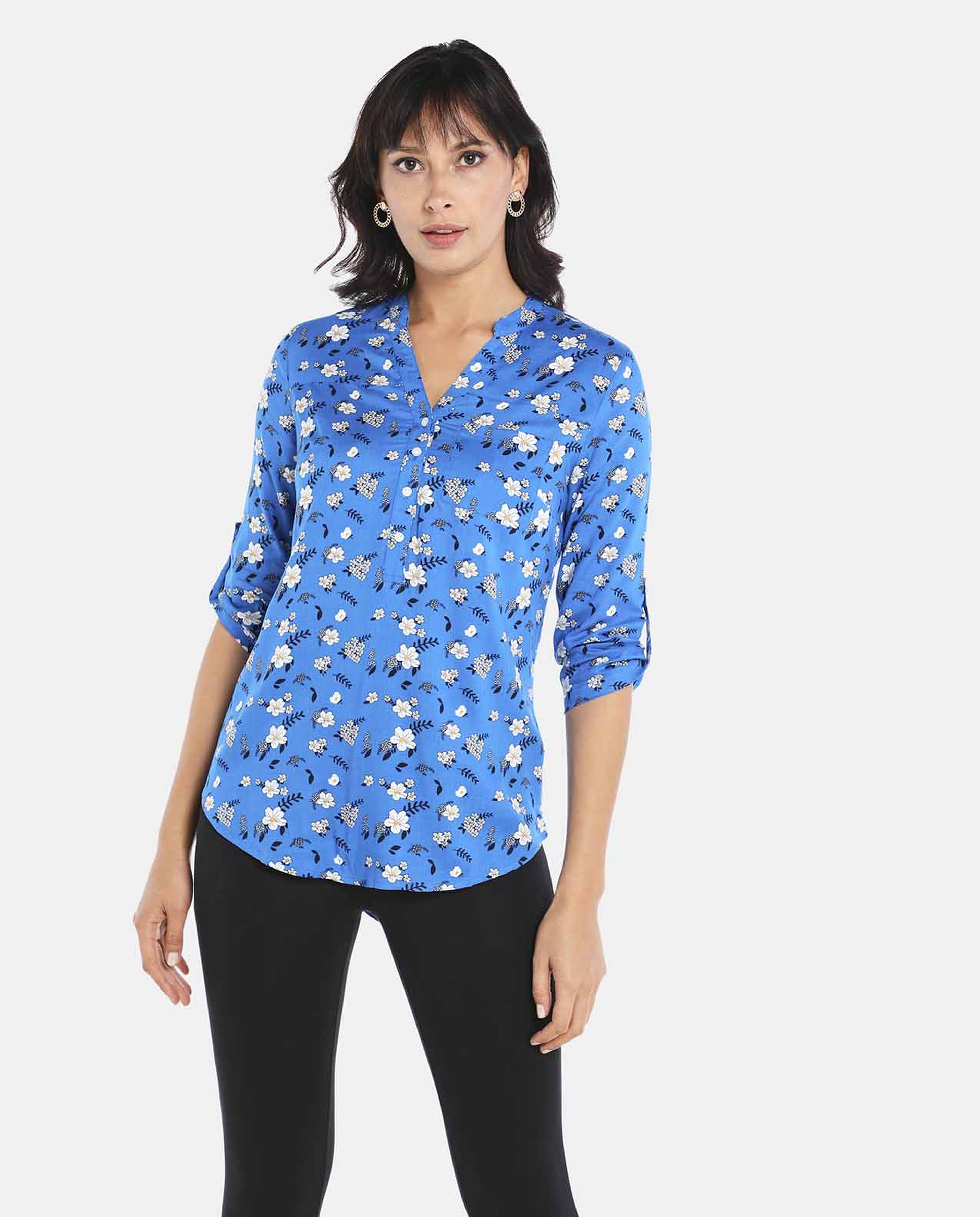 Blue Woven Printed Top