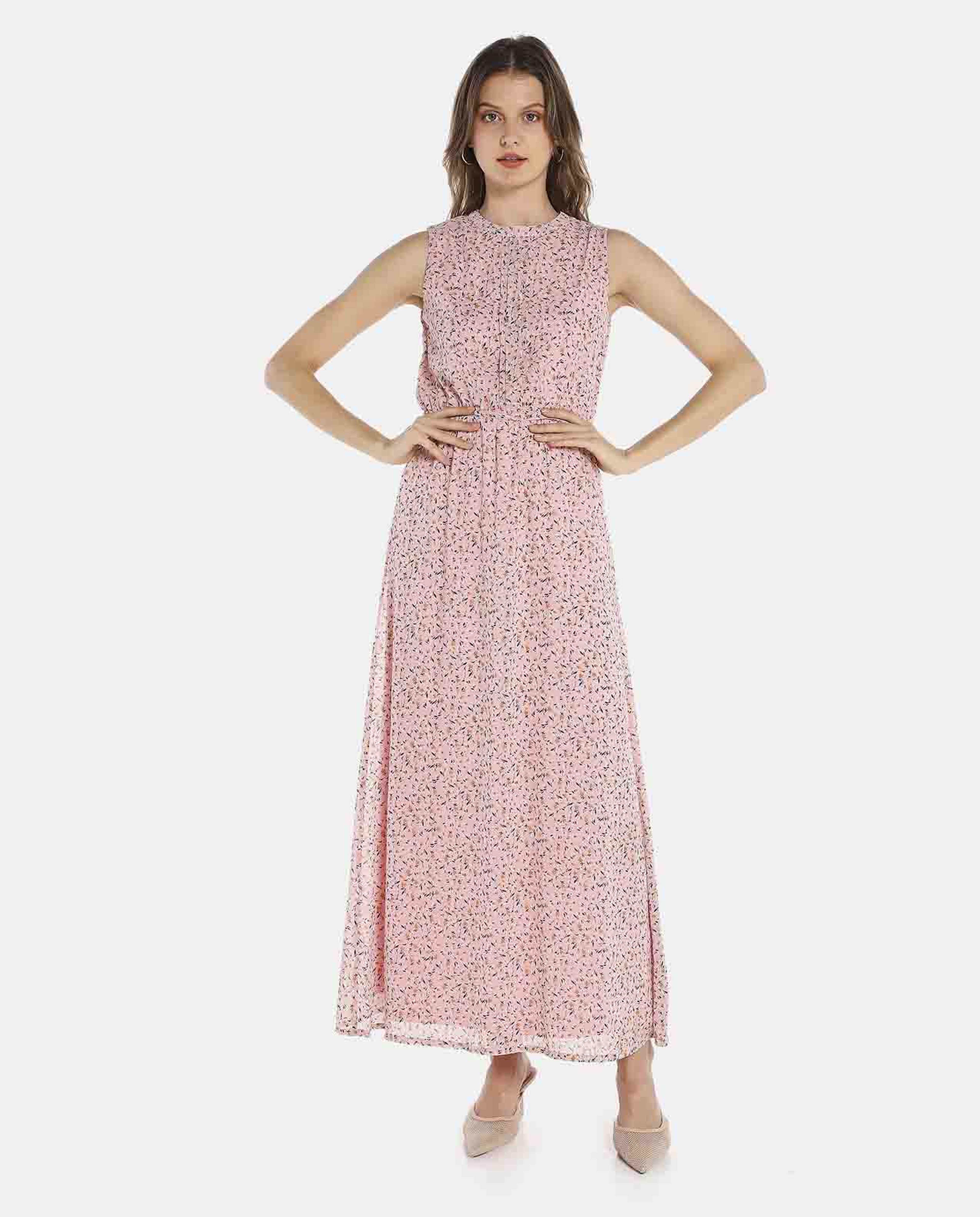 Pink Printed Maxi Dress