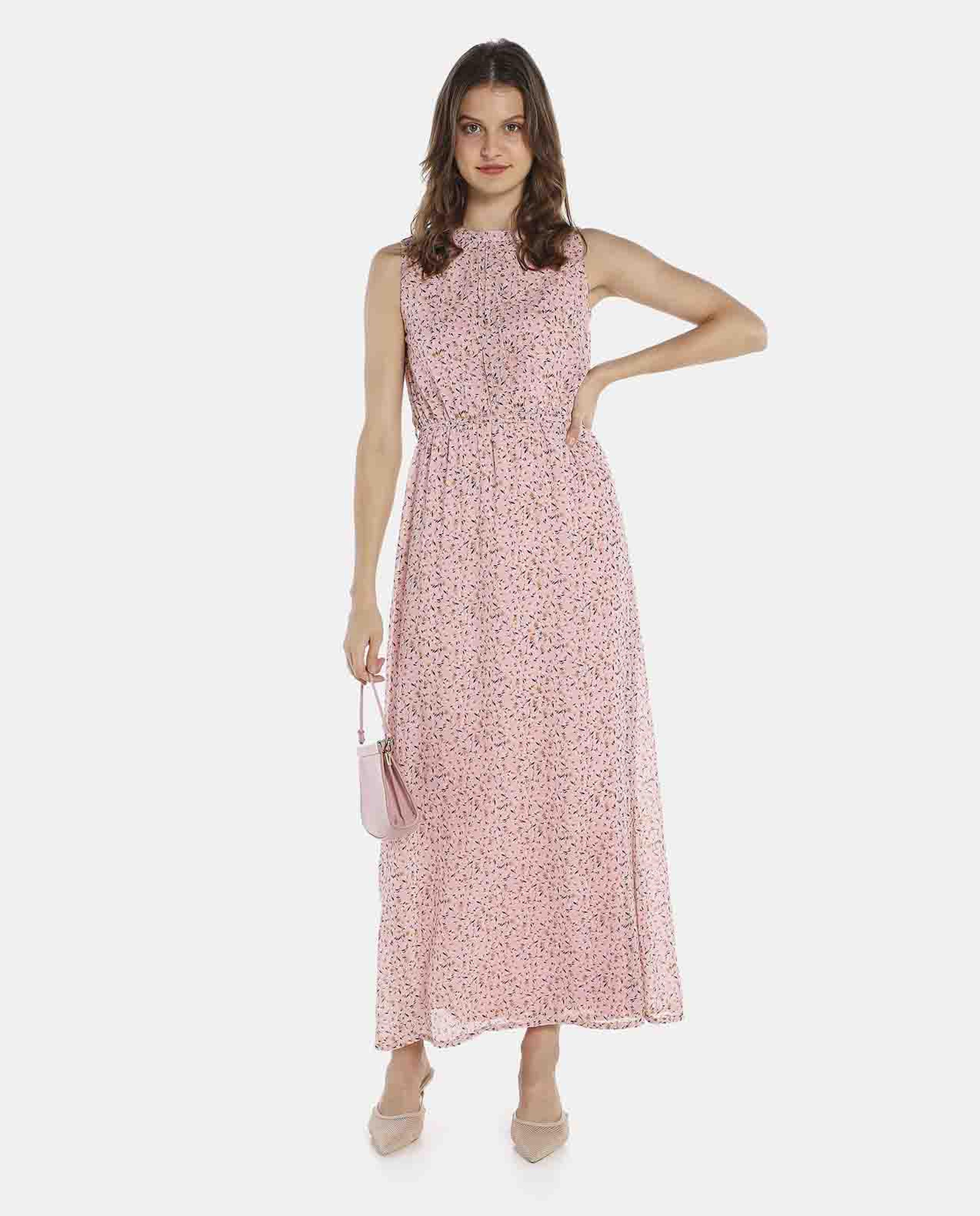 Pink Printed Maxi Dress