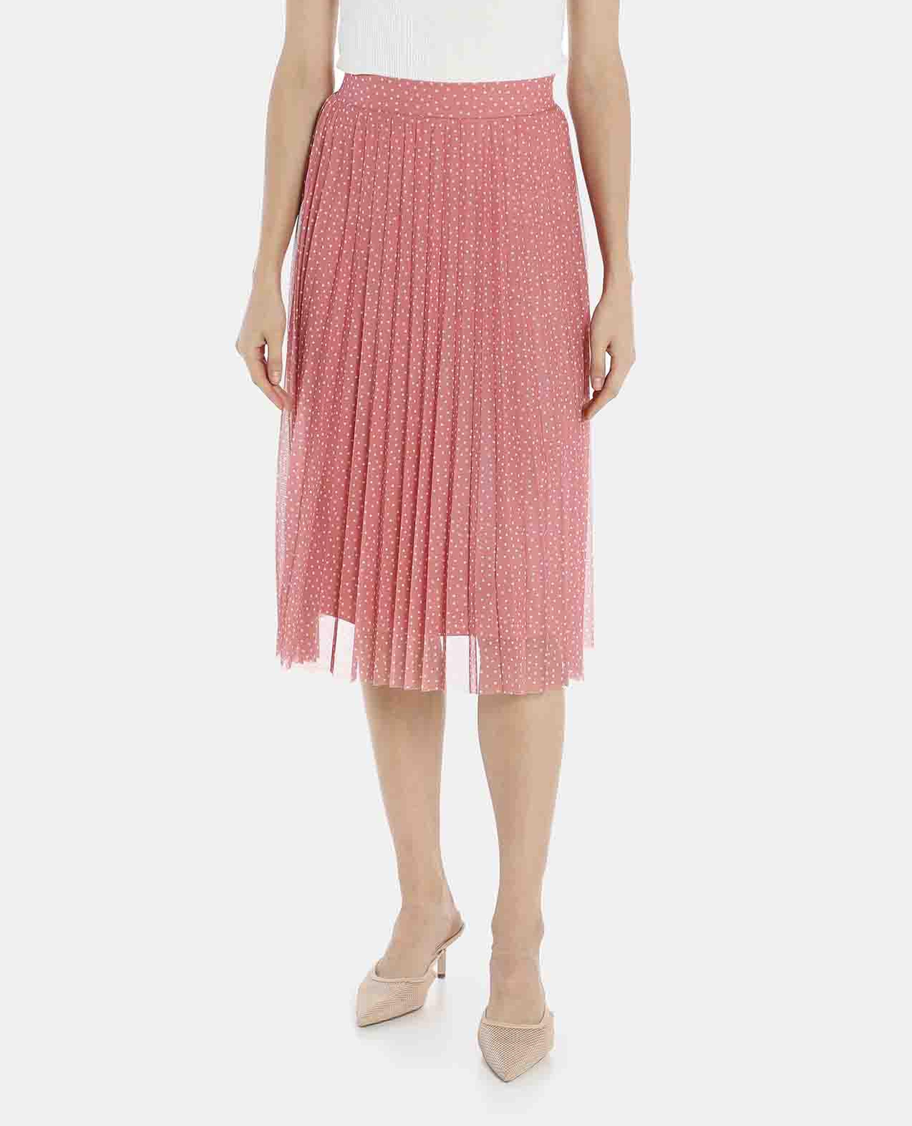 Pink Knit Pleated Skirt