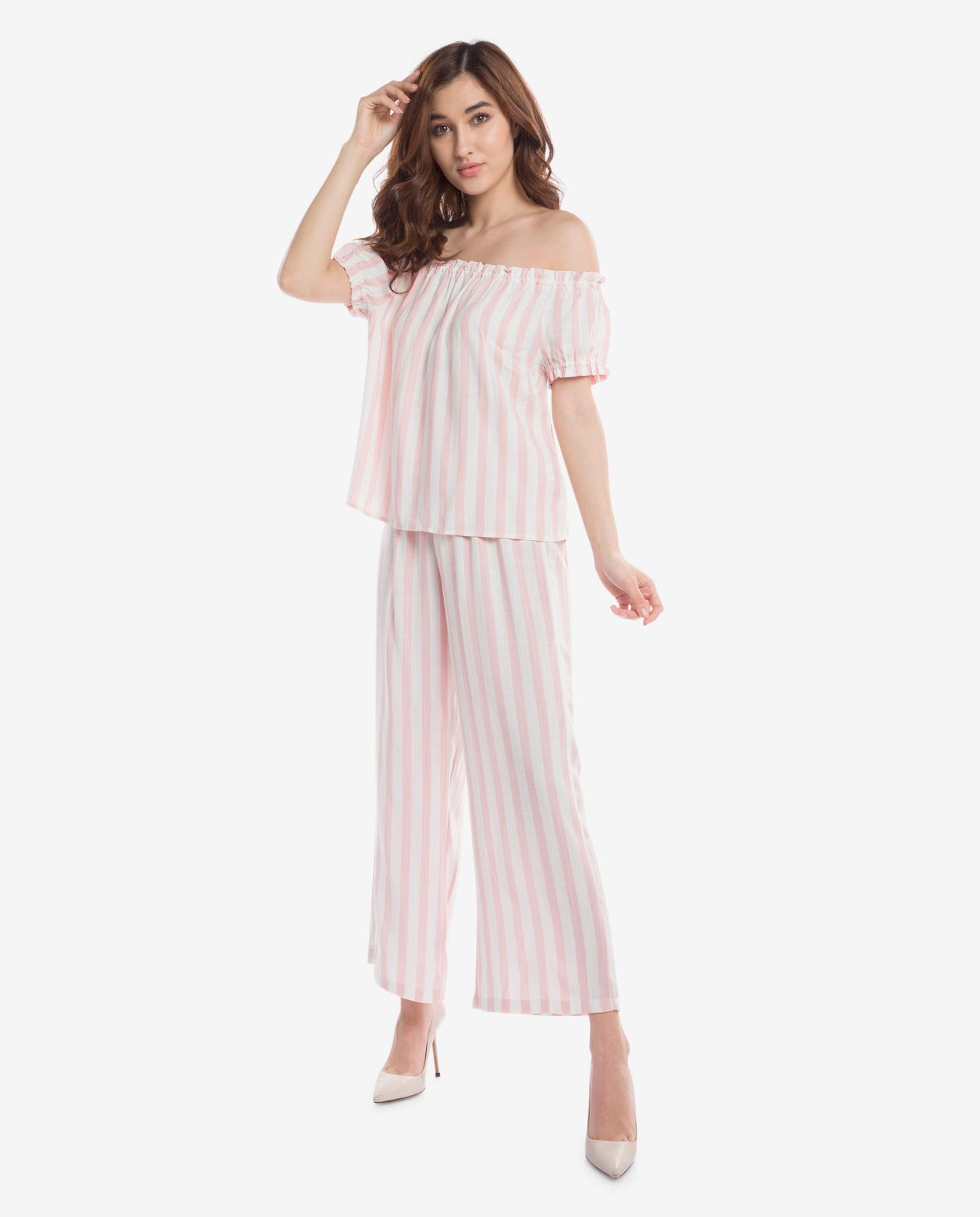 Pink Off-the-Shoulders Peasant Blouse
