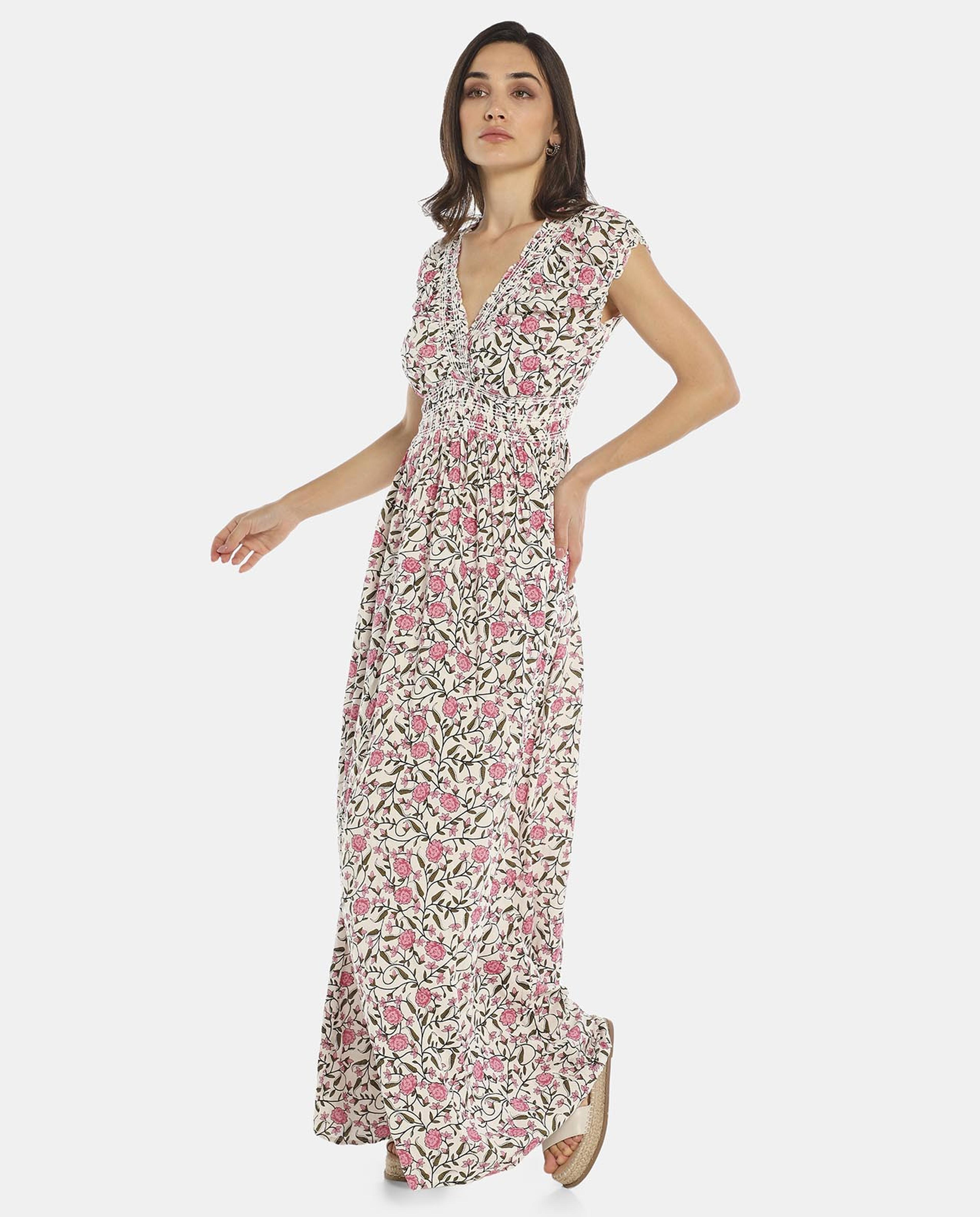 Pink All Over Printed Maxi Dress