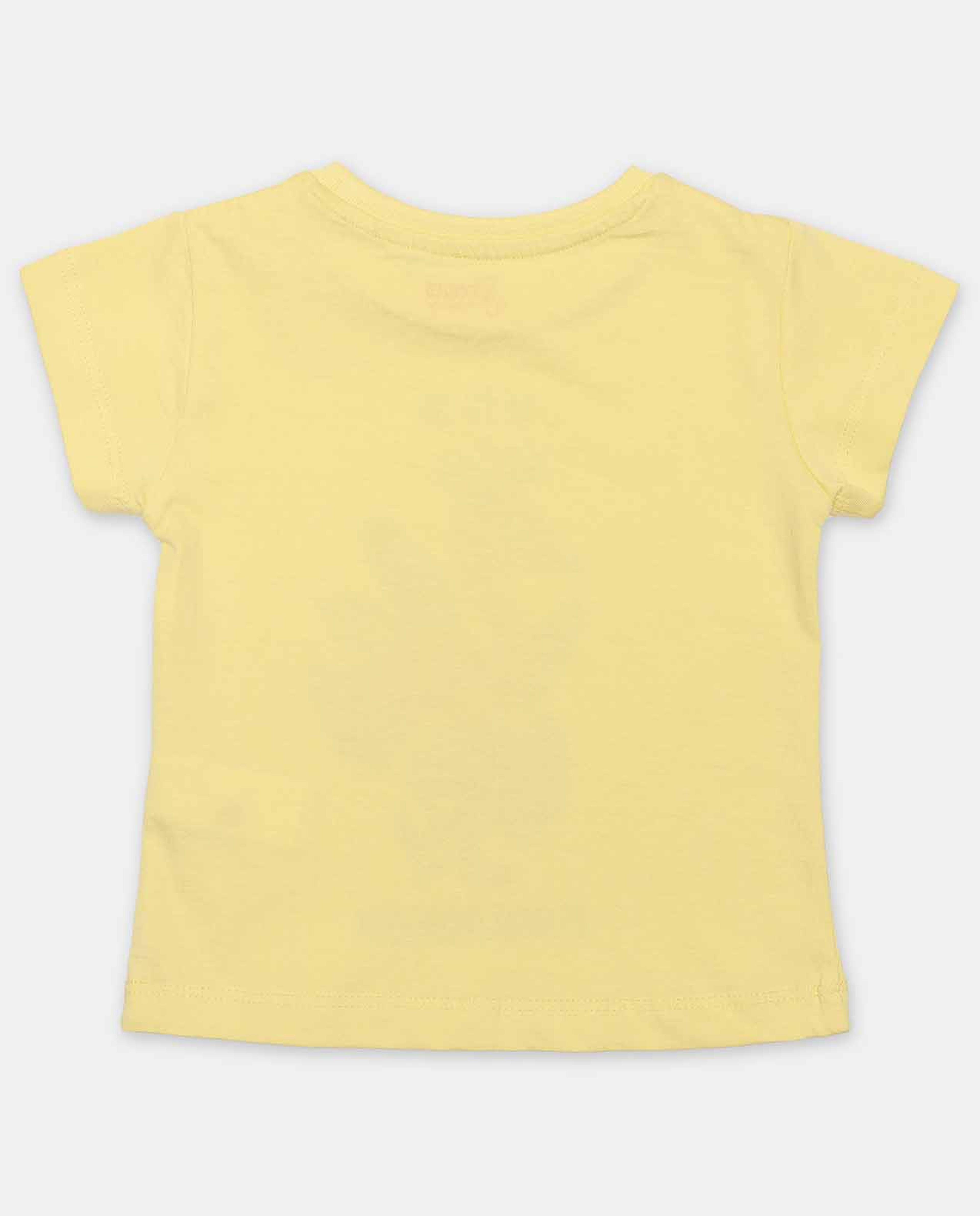 Yellow Printed Regular Fit T-Shirt