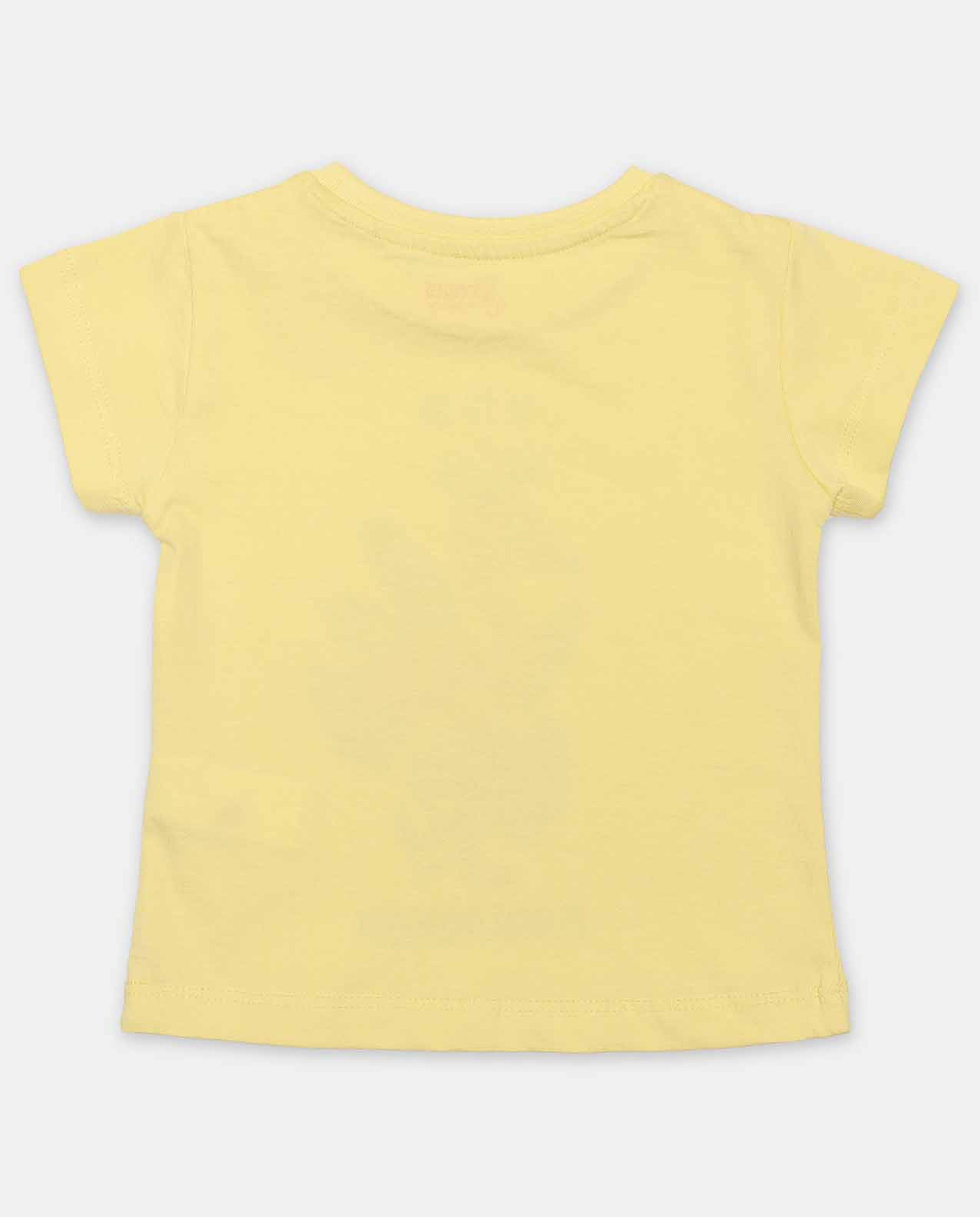 Yellow Printed Regular Fit T-Shirt