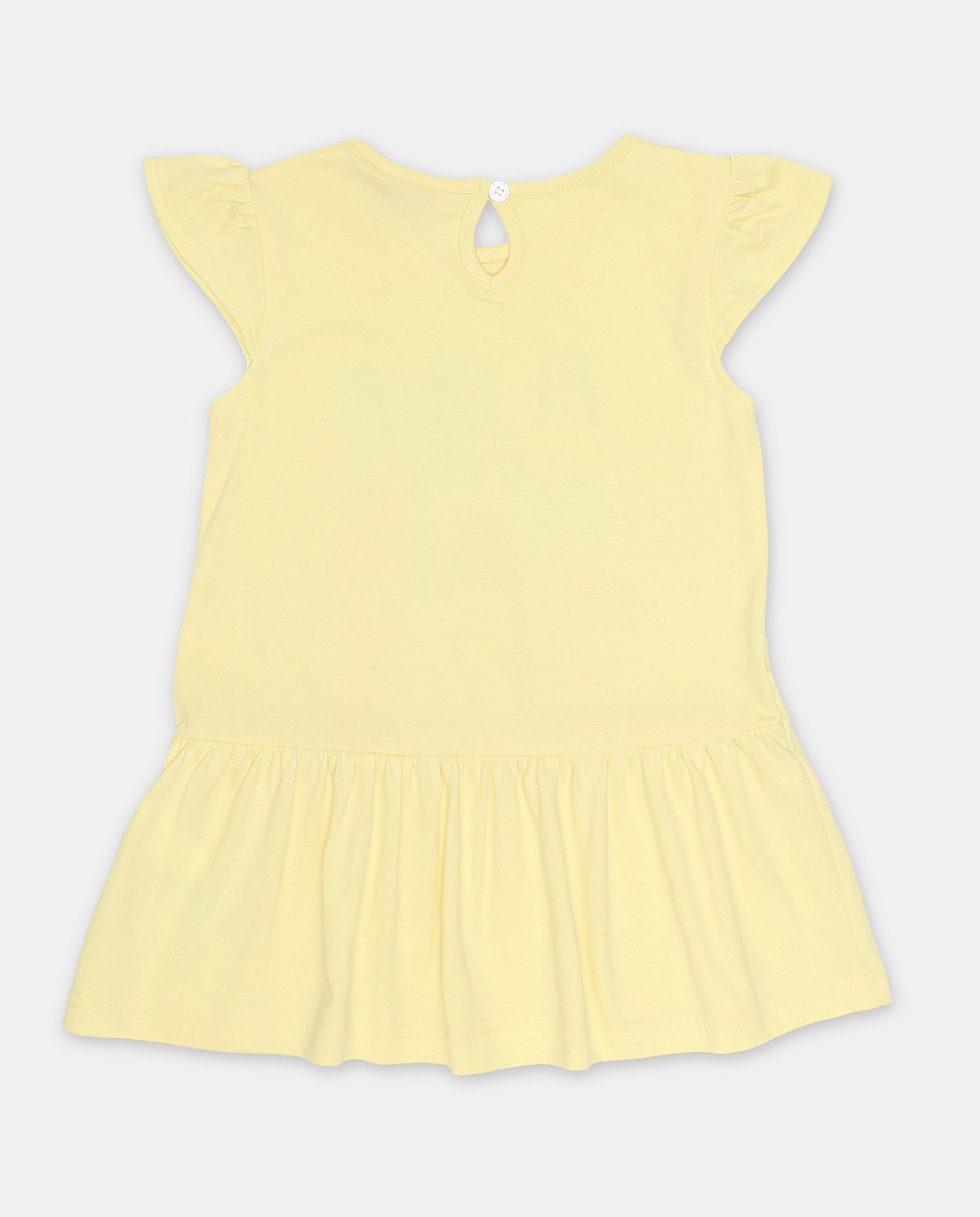 Yellow Slogan Printed Mini Dress