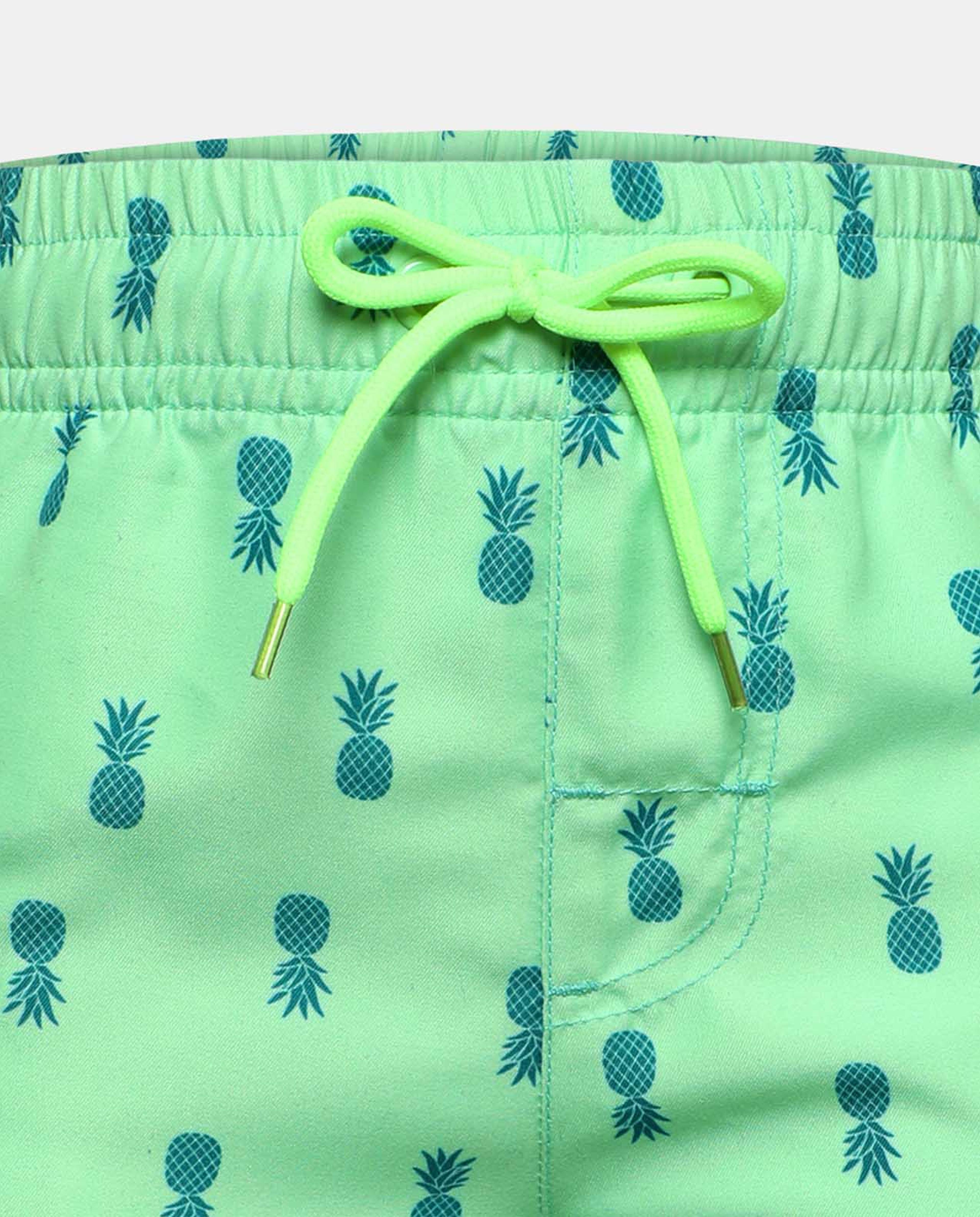 Green Printed Swim Shorts