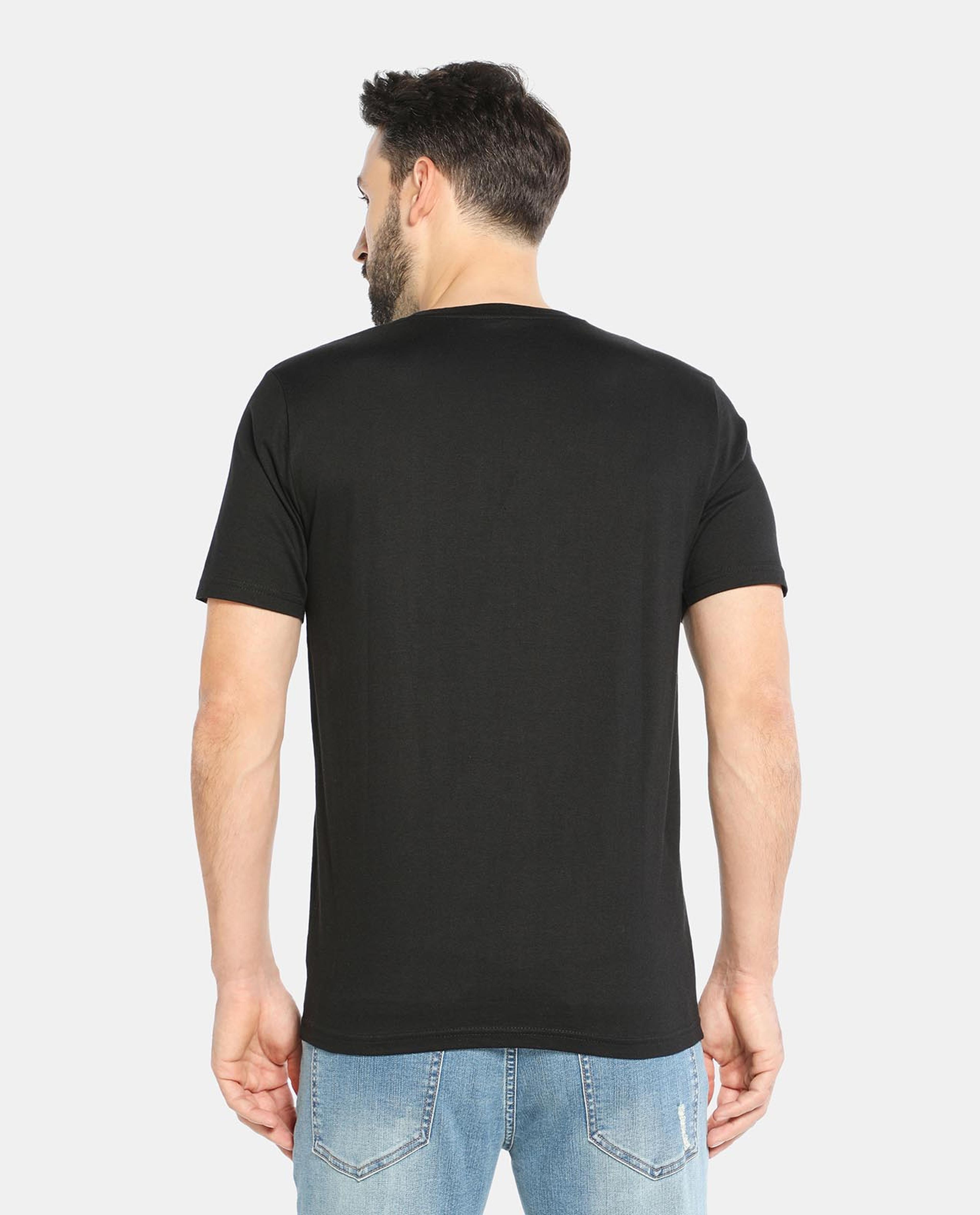 Black Cotton V-Neck Tees