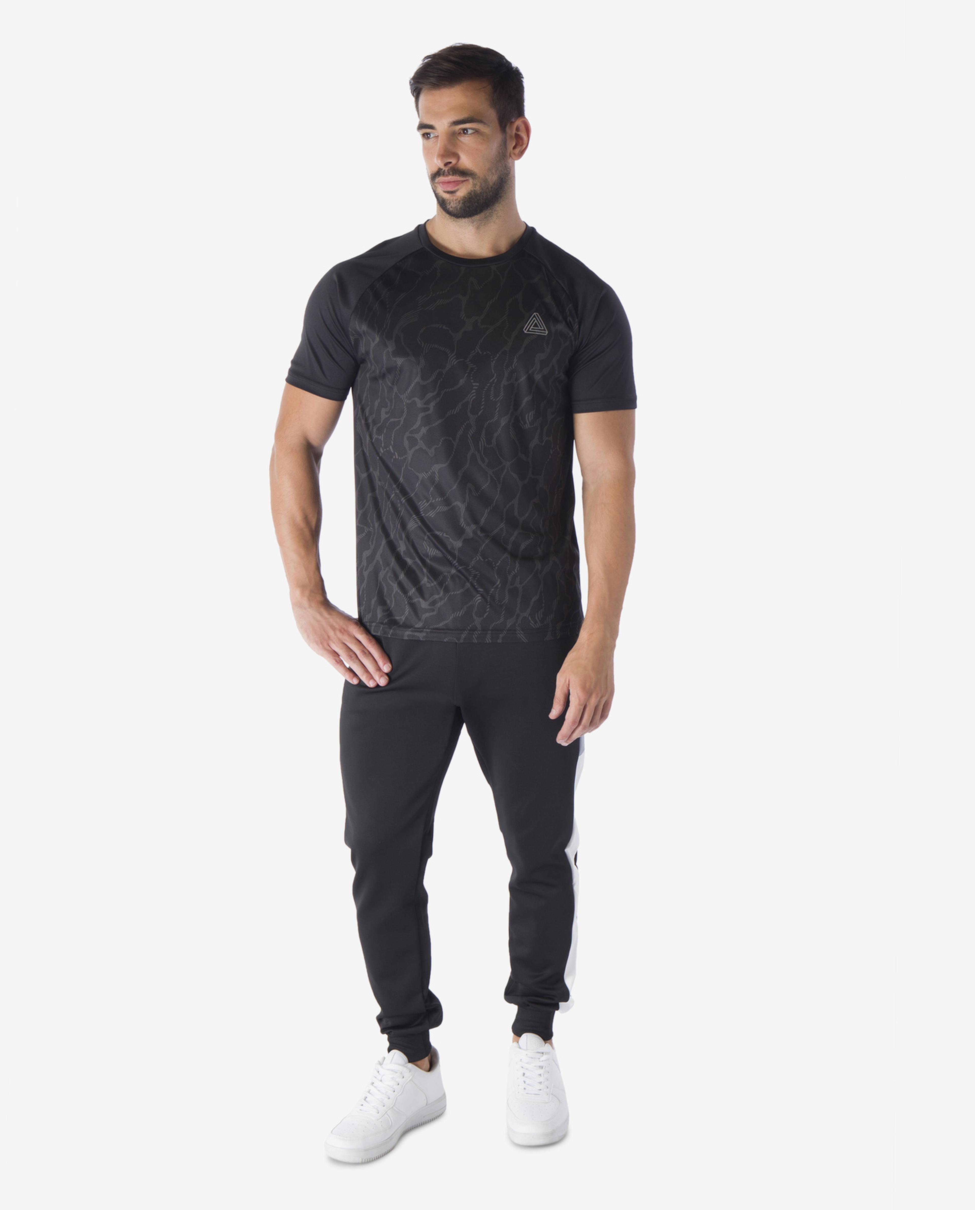 Black Round Neck Graphic Design T-Shirt