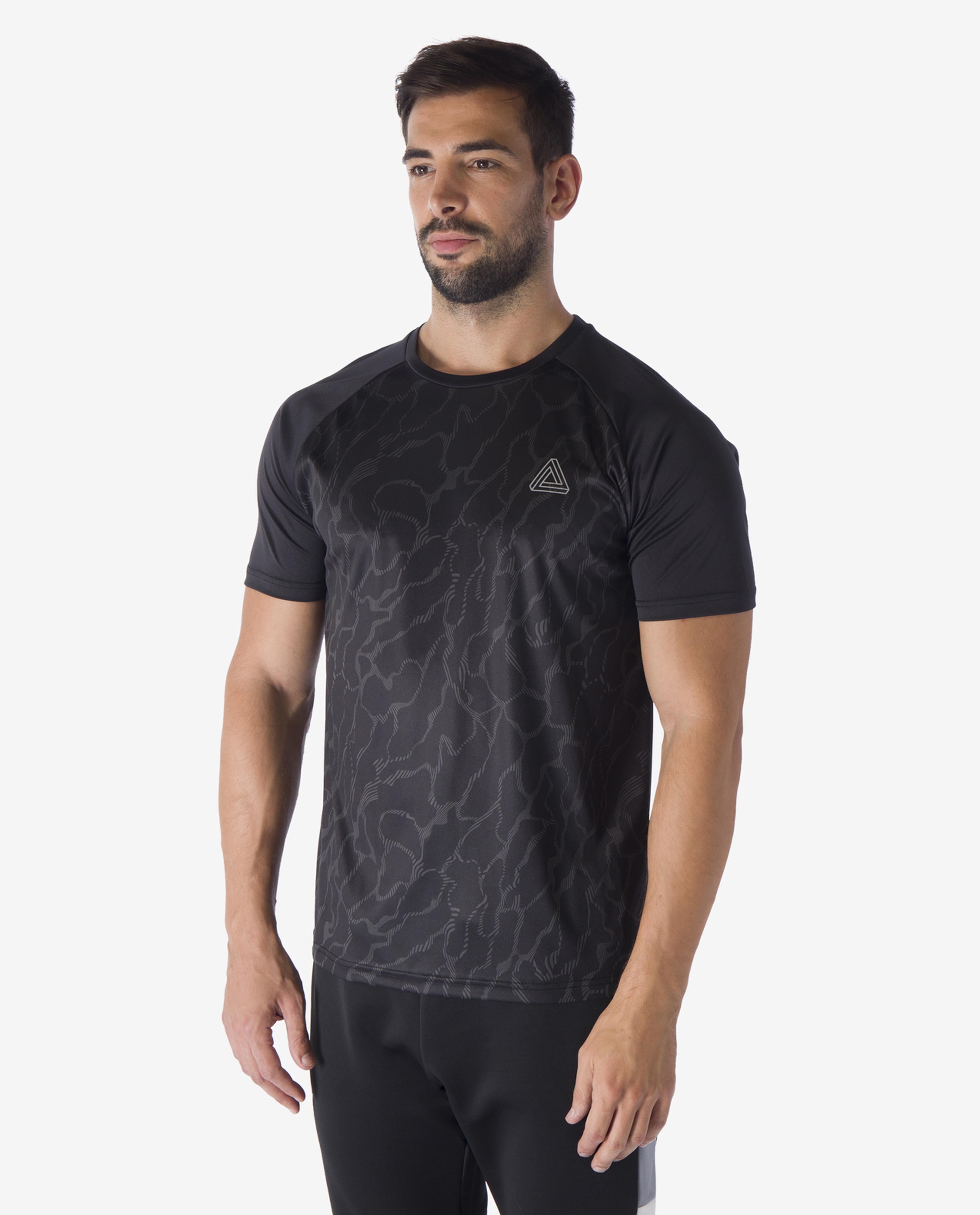 Black Round Neck Graphic Design T-Shirt