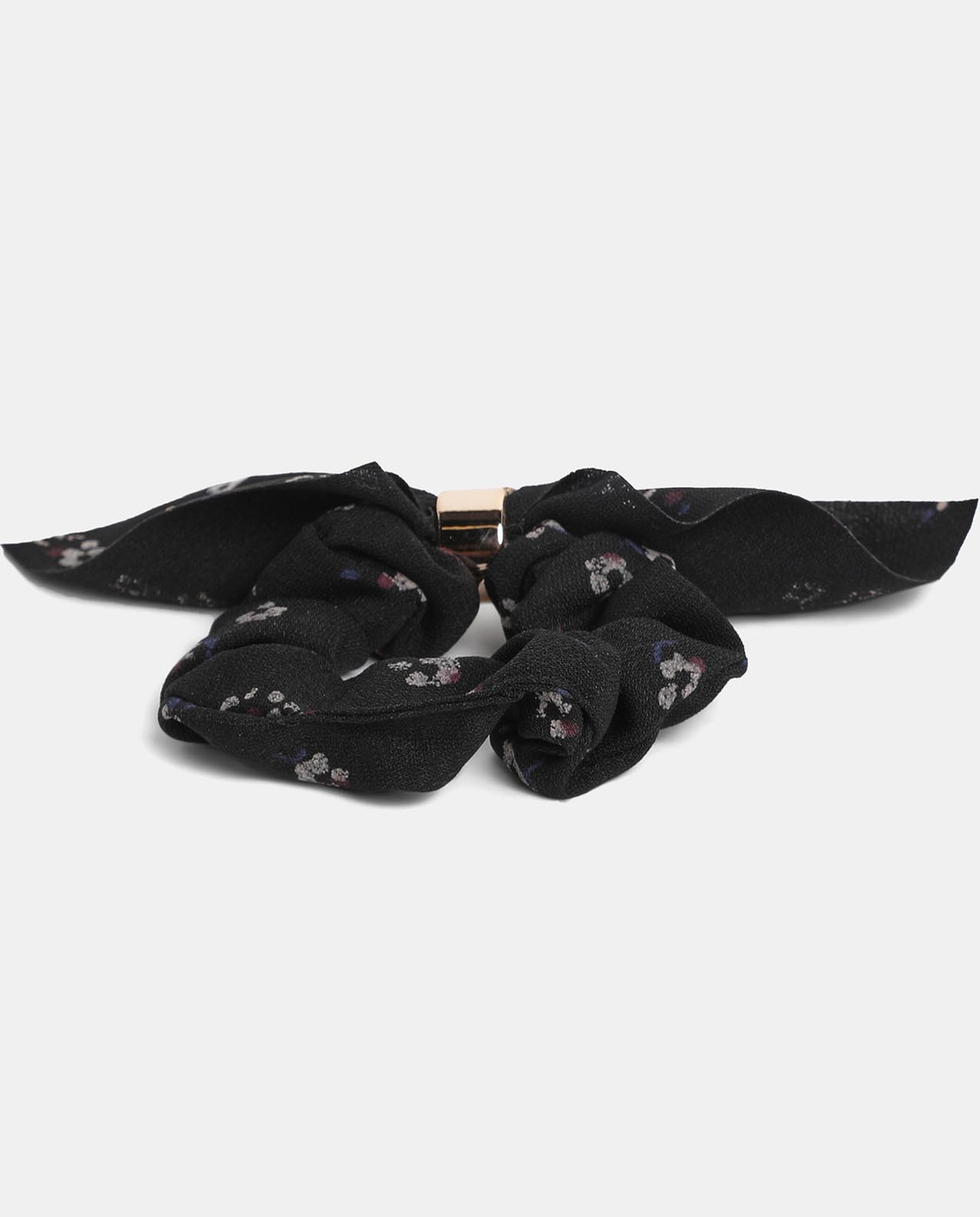 Black Pattern Hair Scrunch Rubber band