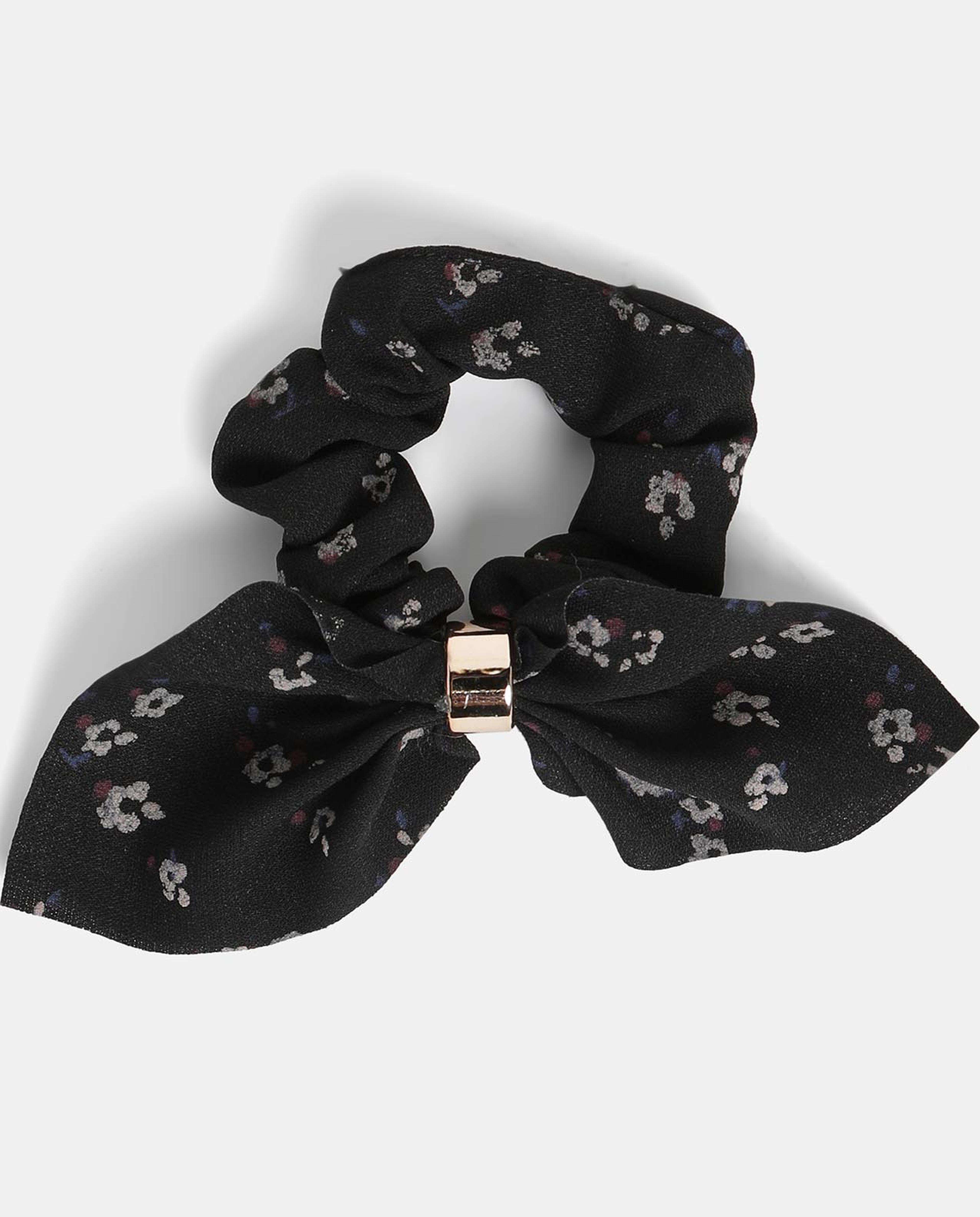 Black Pattern Hair Scrunch Rubber band