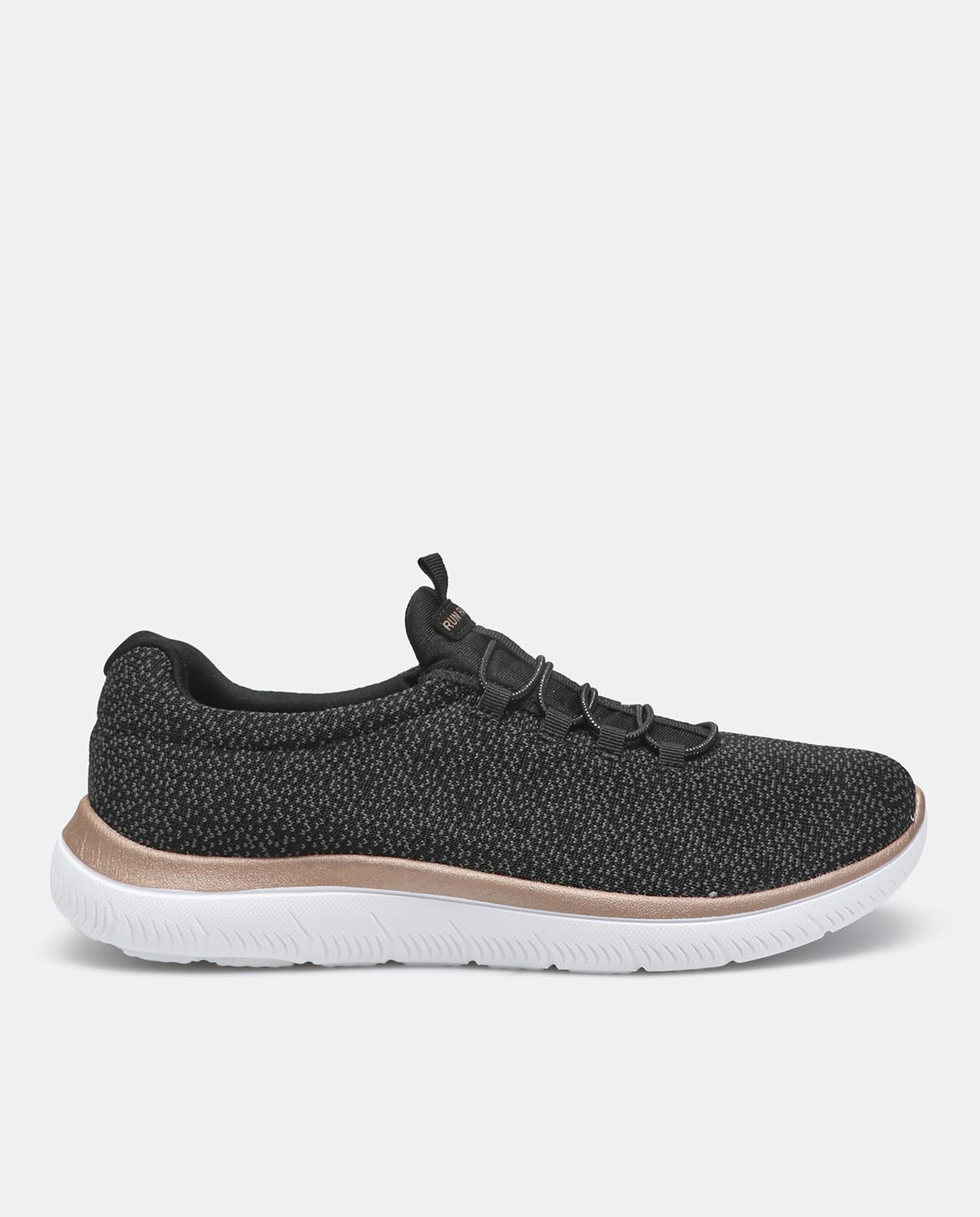 Black Lace-Up Detail Low Top Sneakers