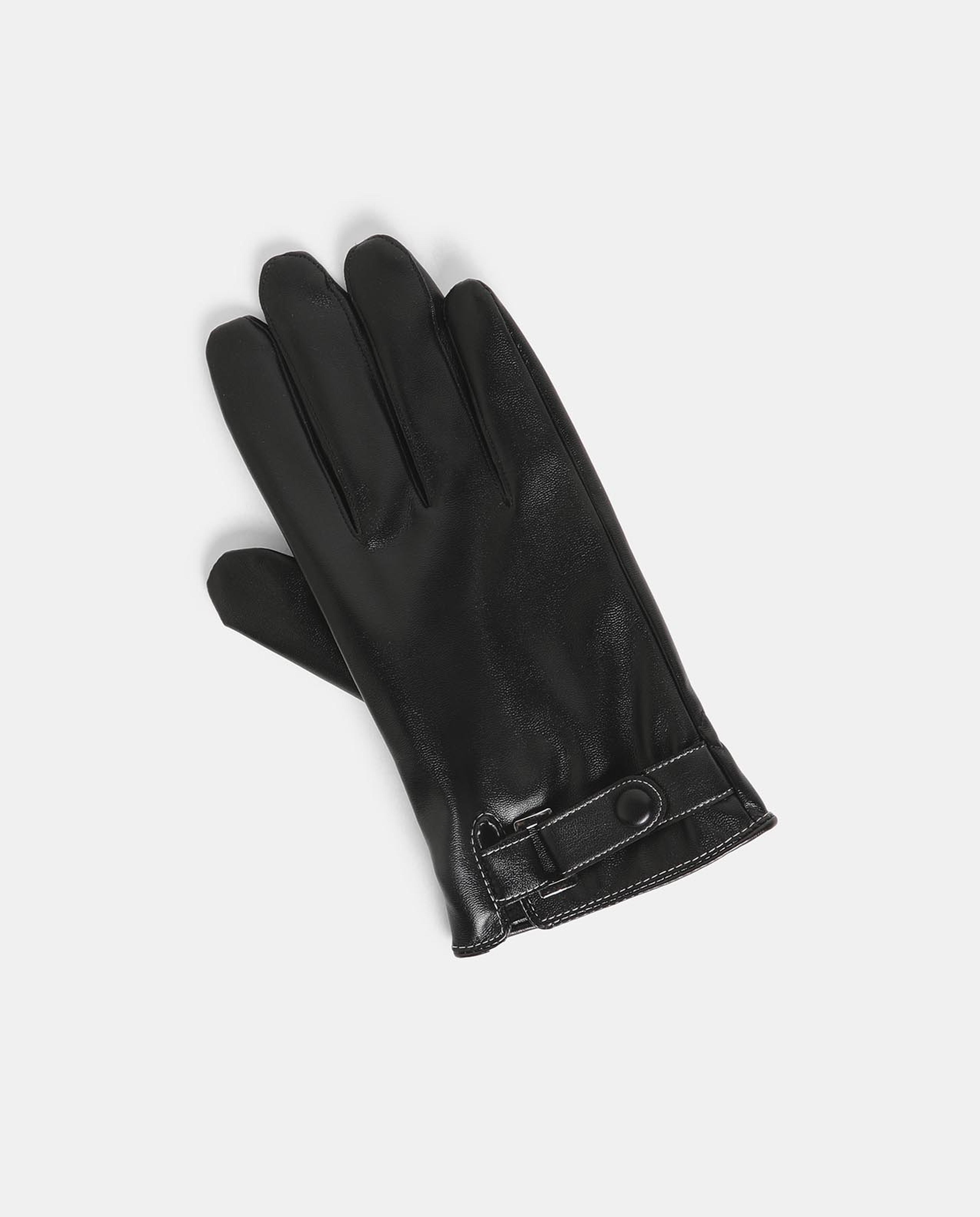 Black Essential Leather Gloves