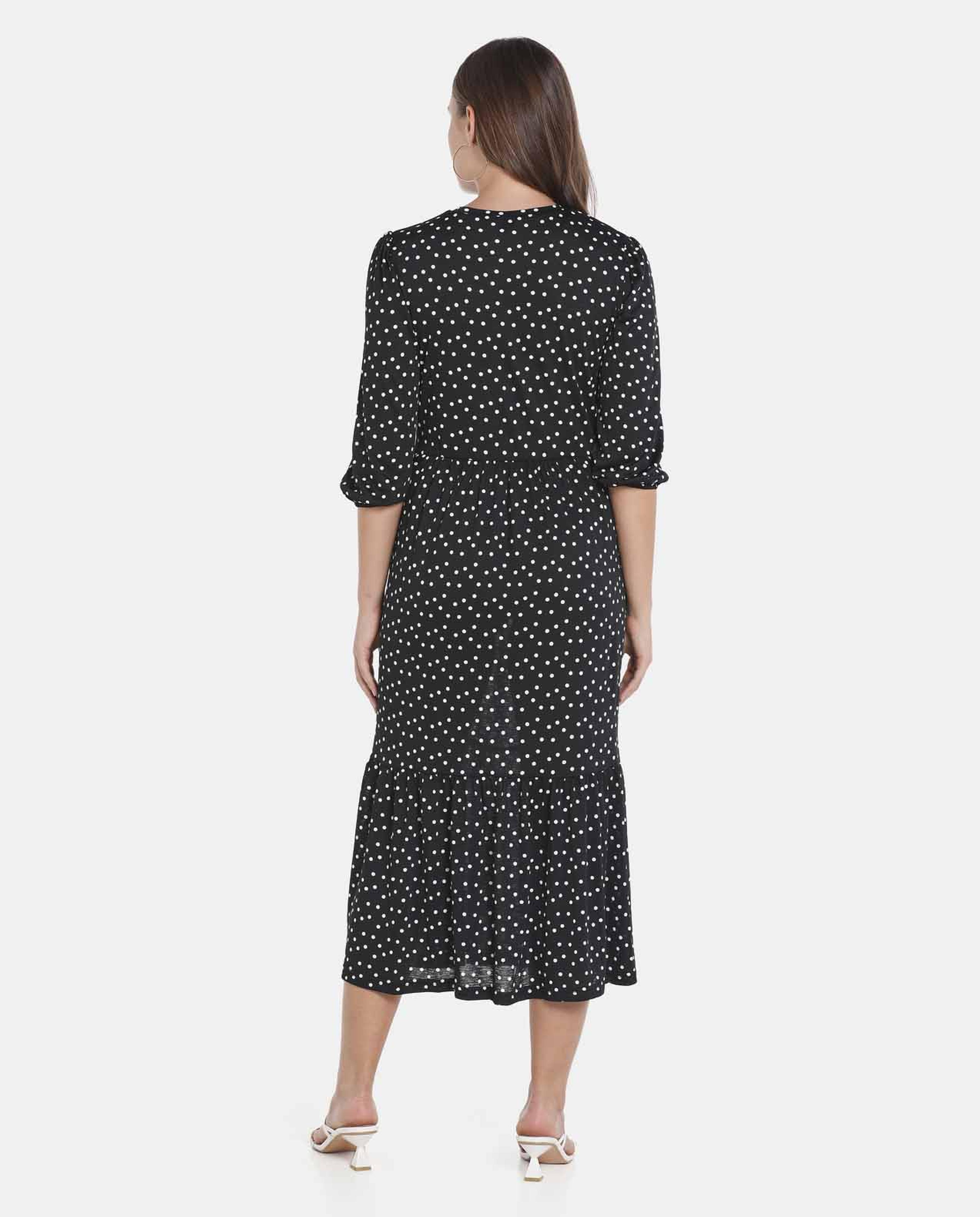 Black Polka Dot Tiered Dress