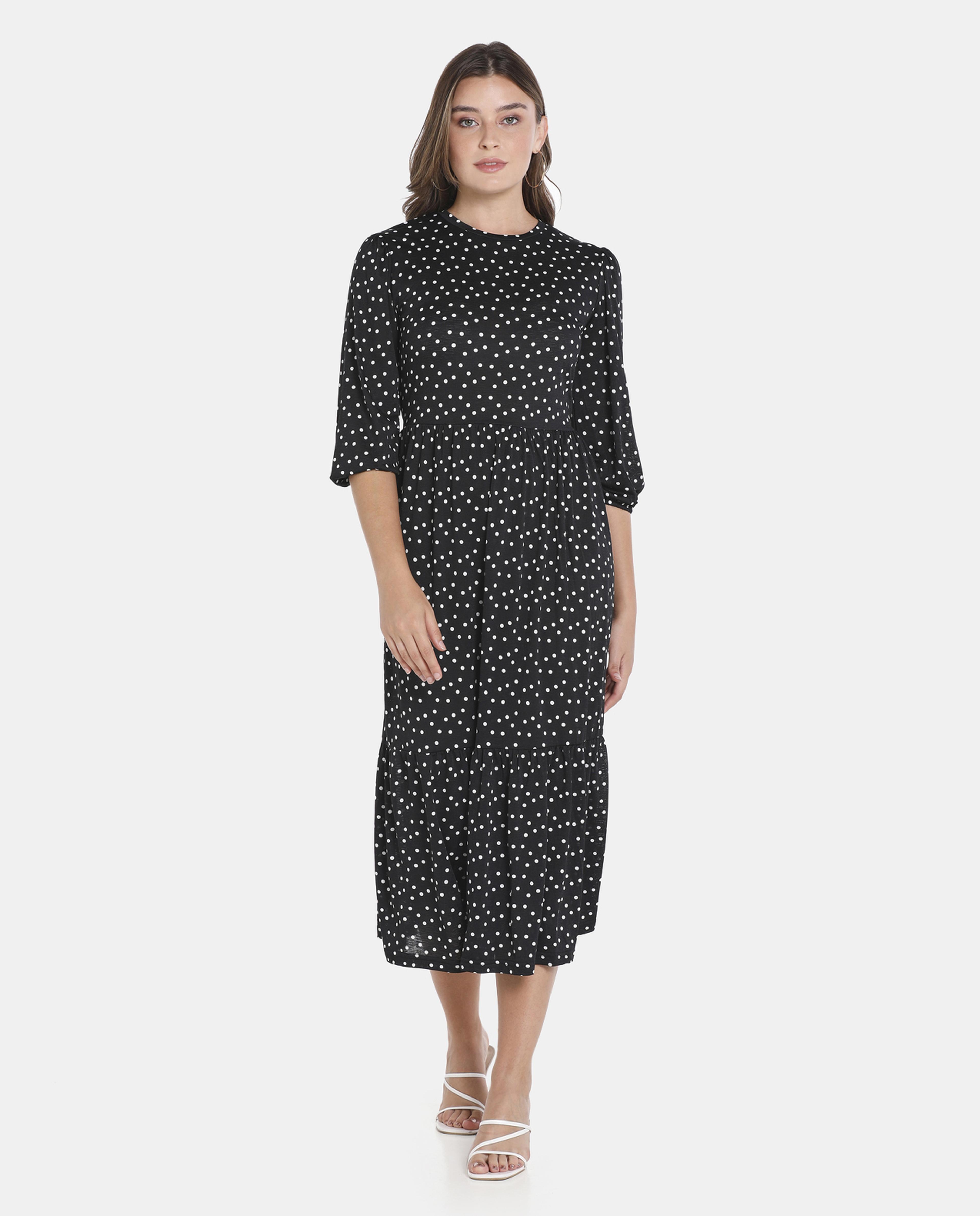Black Polka Dot Tiered Dress