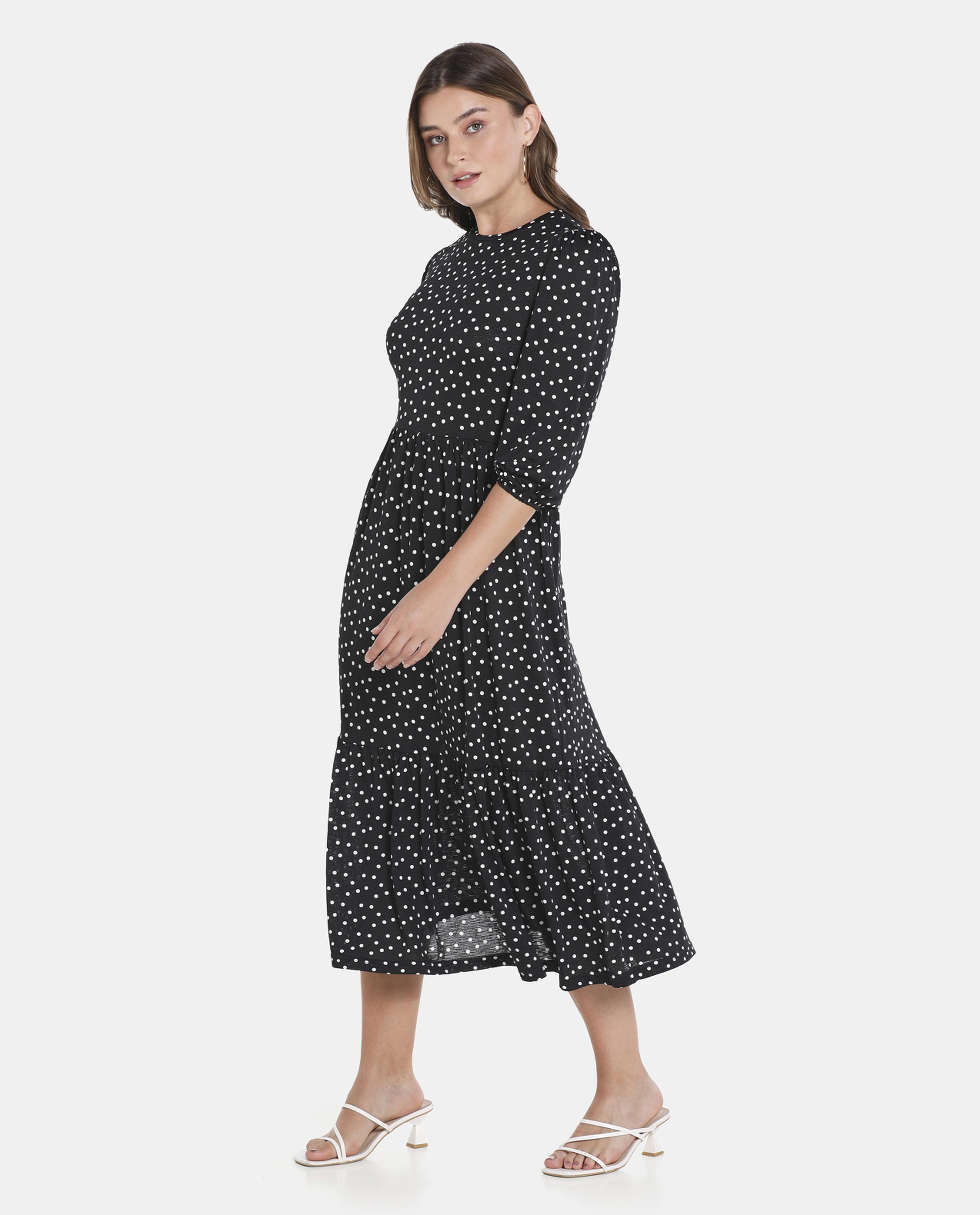 Black Polka Dot Tiered Dress