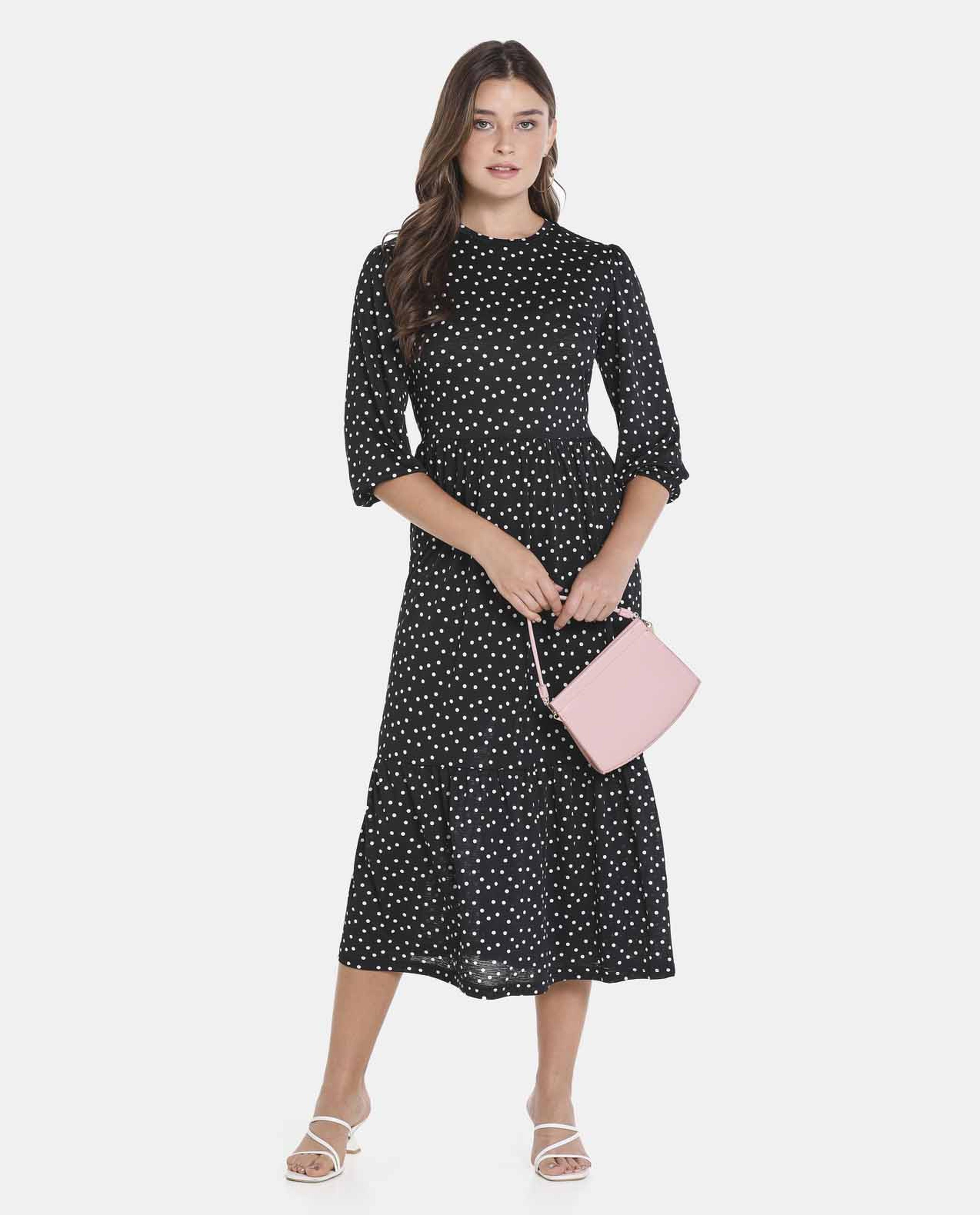 Black Polka Dot Tiered Dress