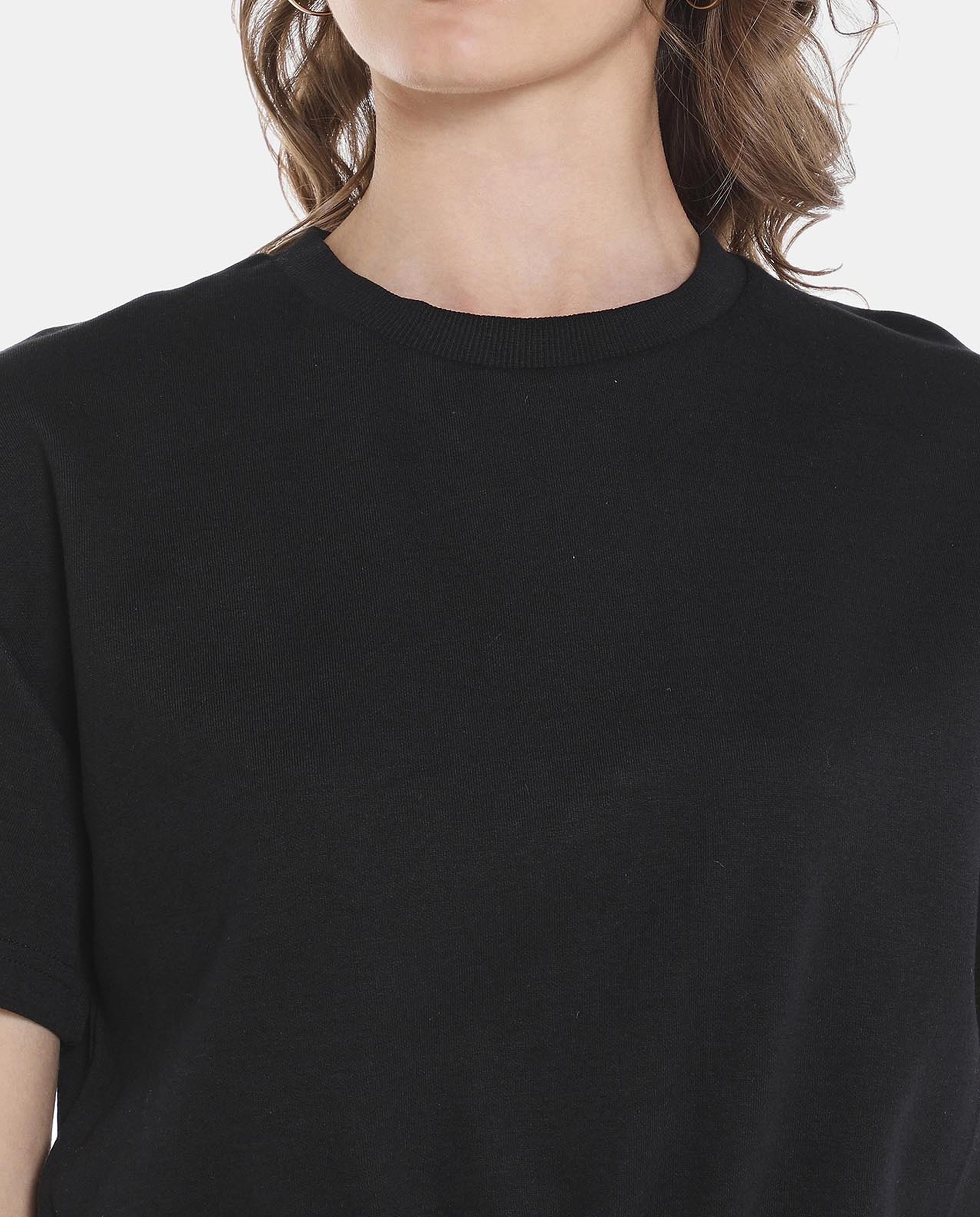 Black Solid Crop Top
