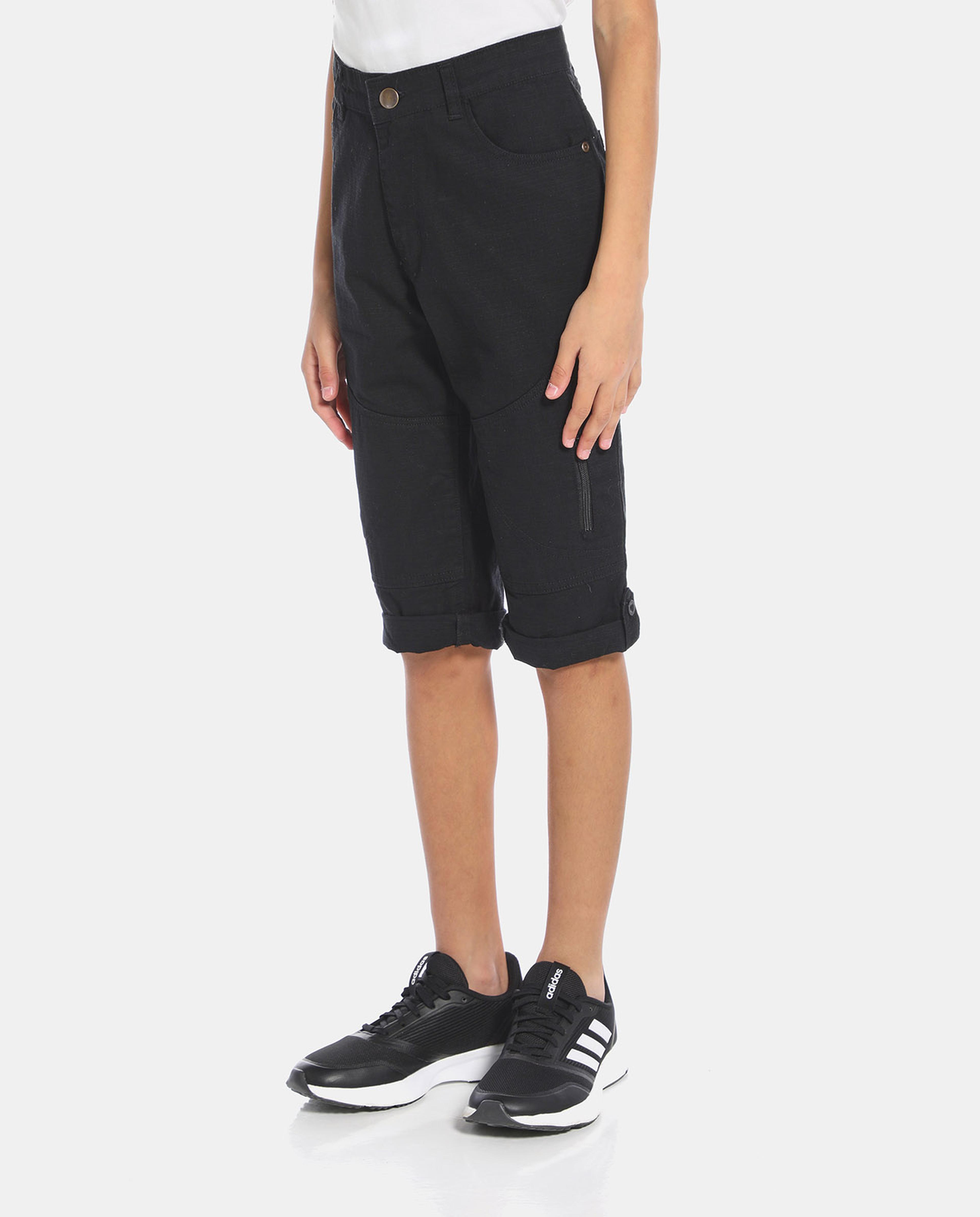 Solid Casual Capri Pants