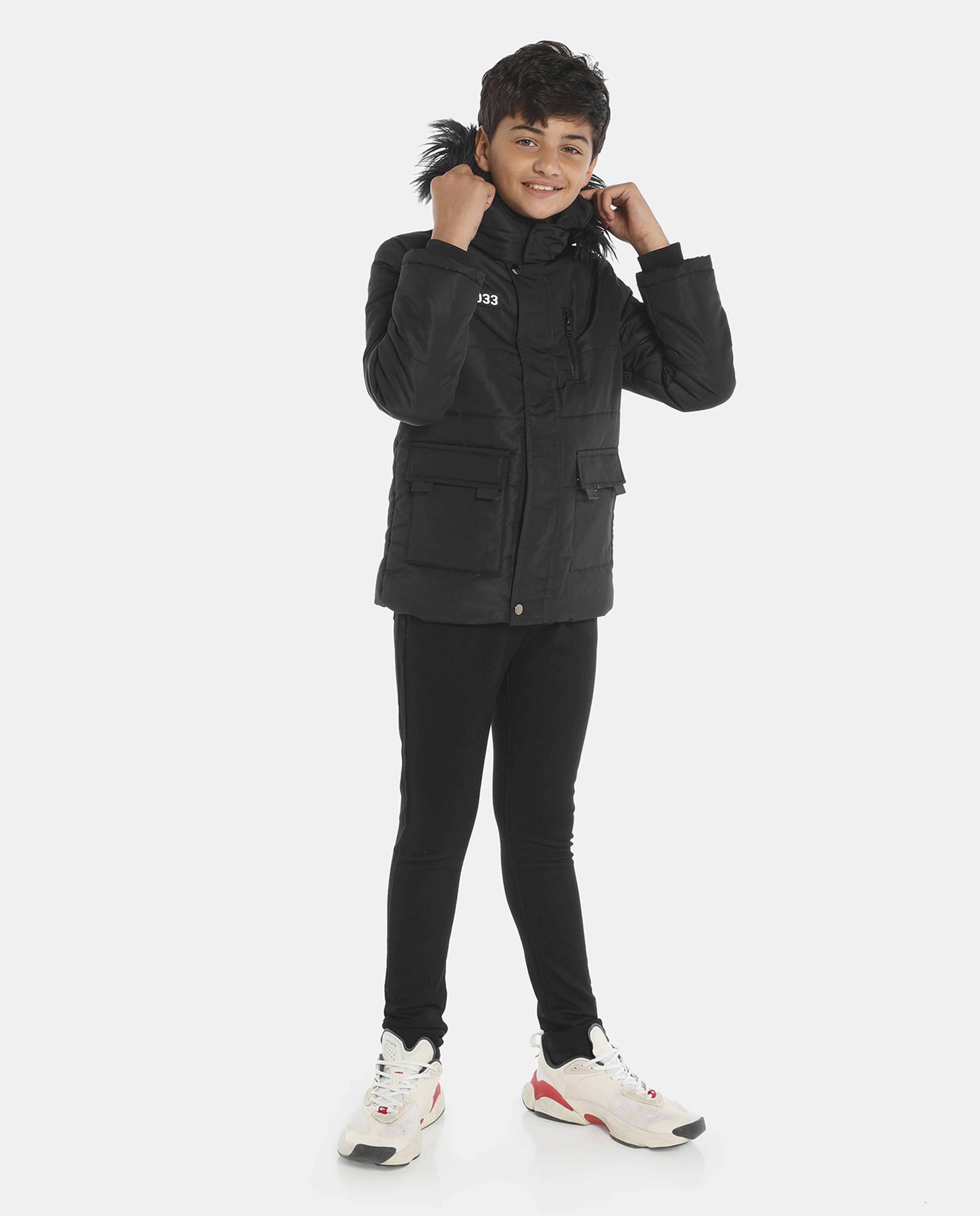 Black Hooded Puffer Jacket
