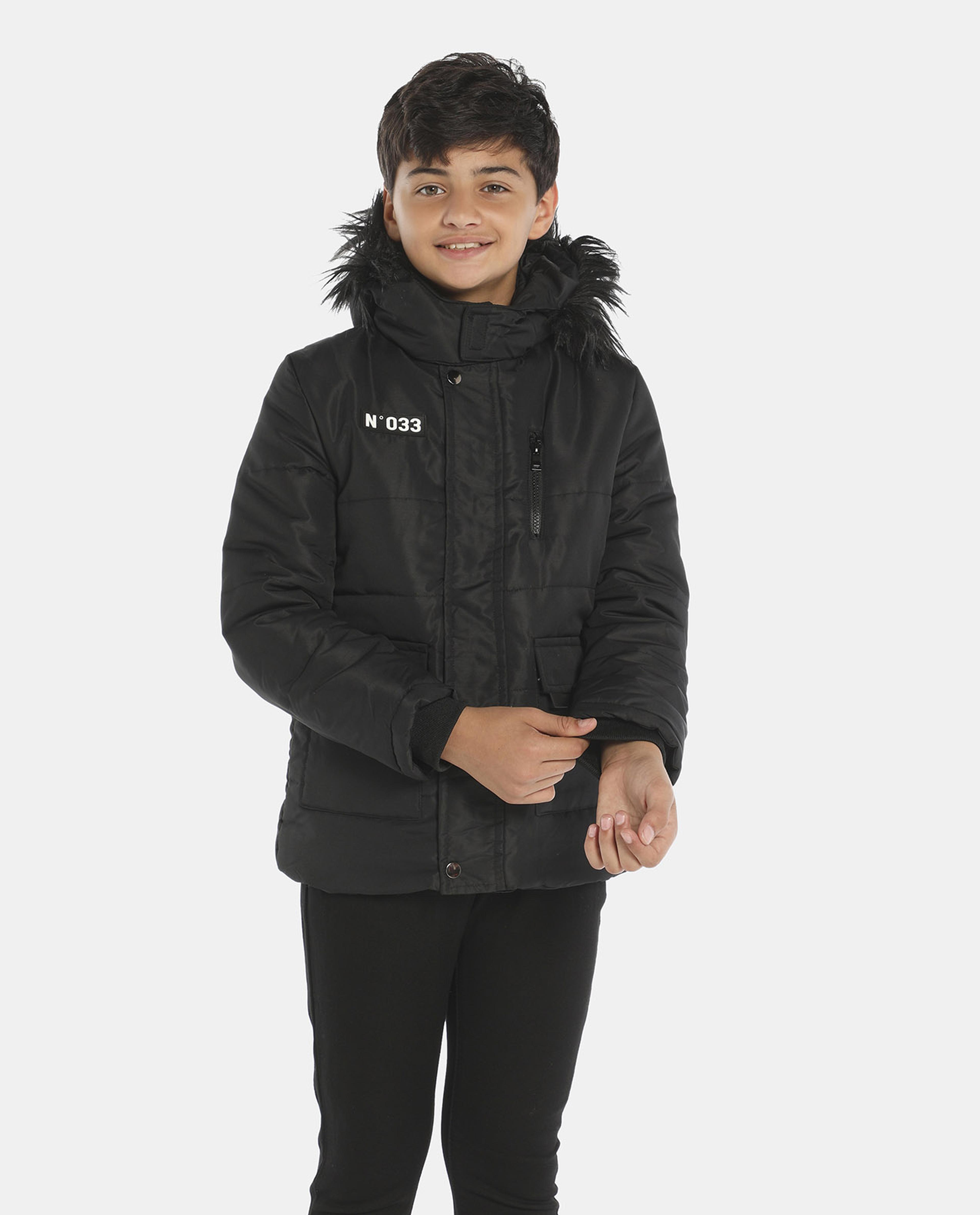 Black Hooded Puffer Jacket