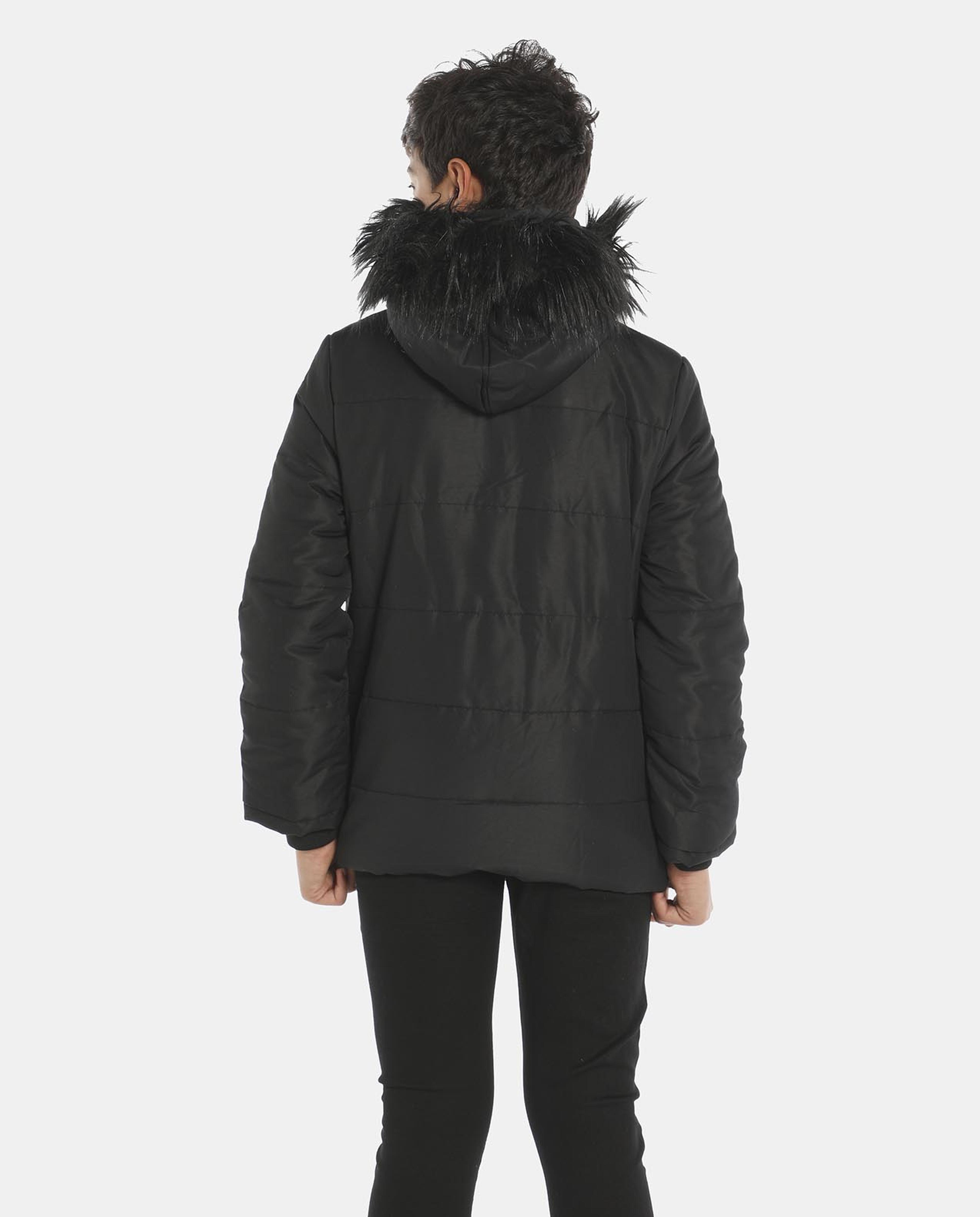 Black Hooded Puffer Jacket