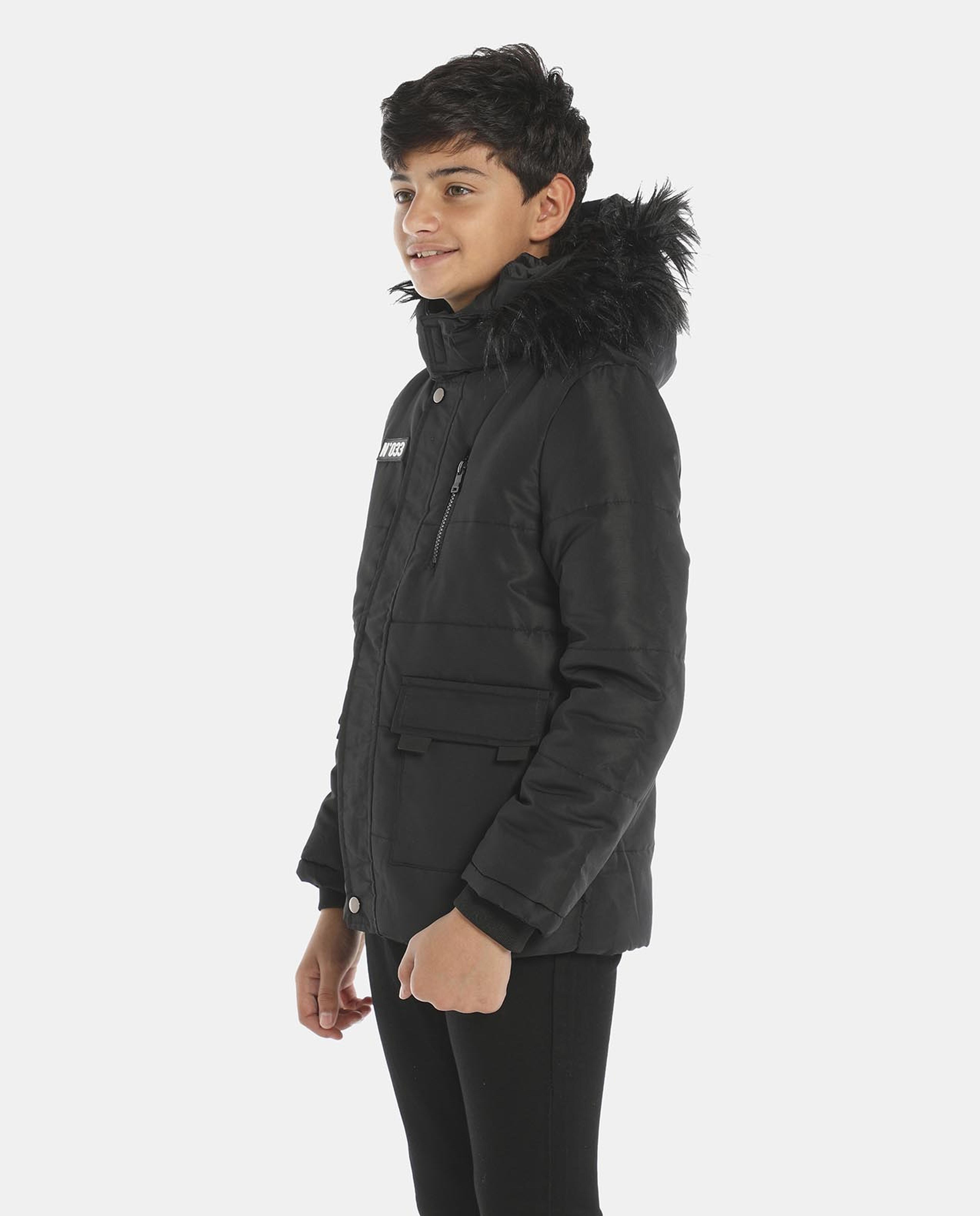 Black Hooded Puffer Jacket